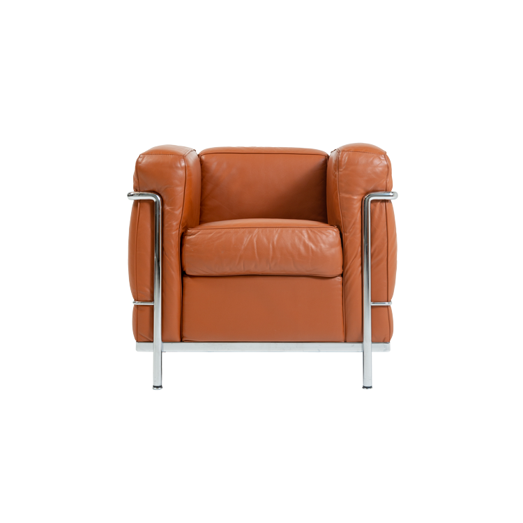 LC2 Petite Modele Armchair by Le Corbusier Cassina in Original Tobacco Leather