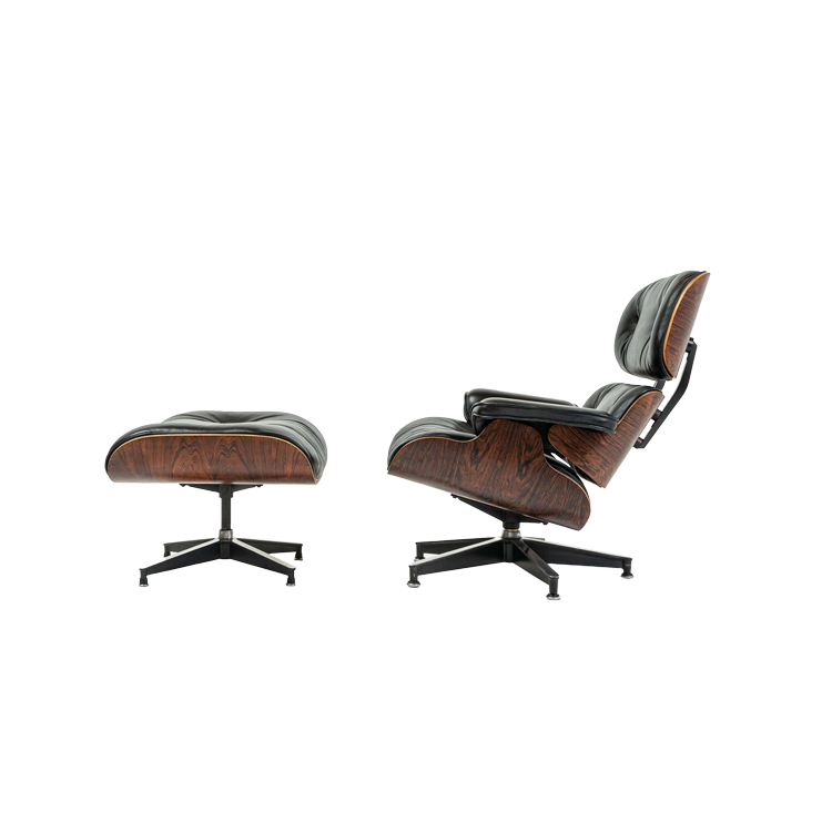 First Generation 1956 Eames Lounge Chair 670 and Bootglide Ottoman 671