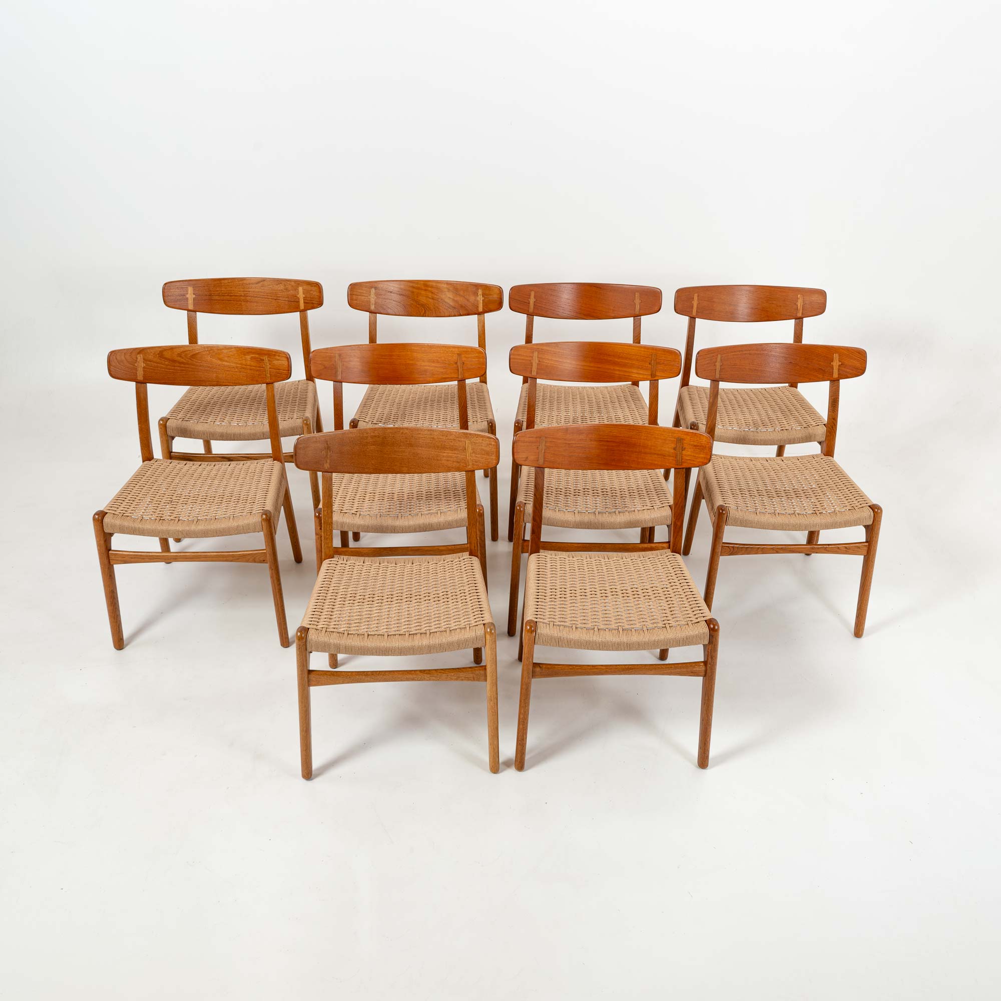 CH23 Chairs by Hans Wegner for Carl Hansen and Son in Oak and Teak