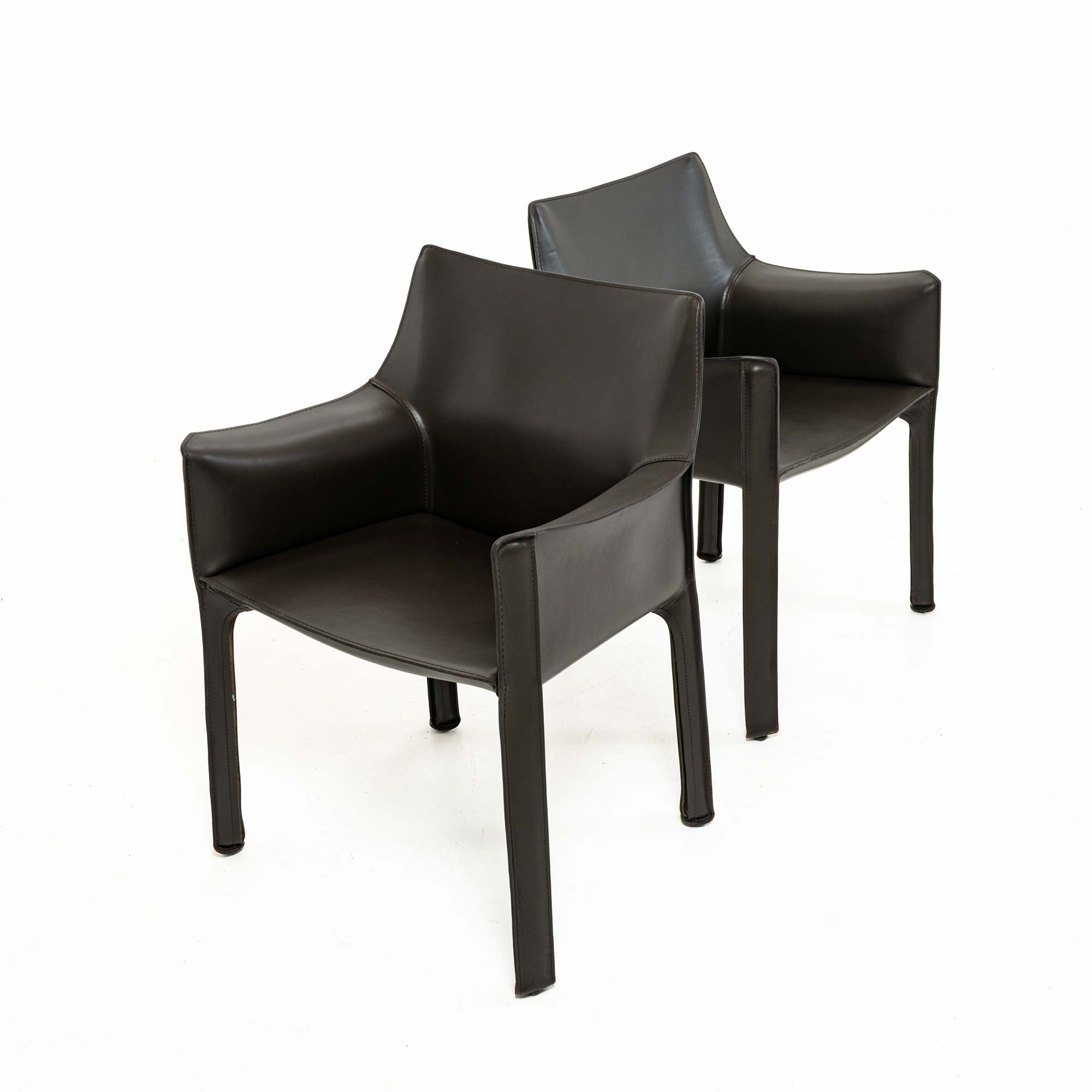 A Pair of Mario Bellini for Cassina Cab chairs Model 413, dark