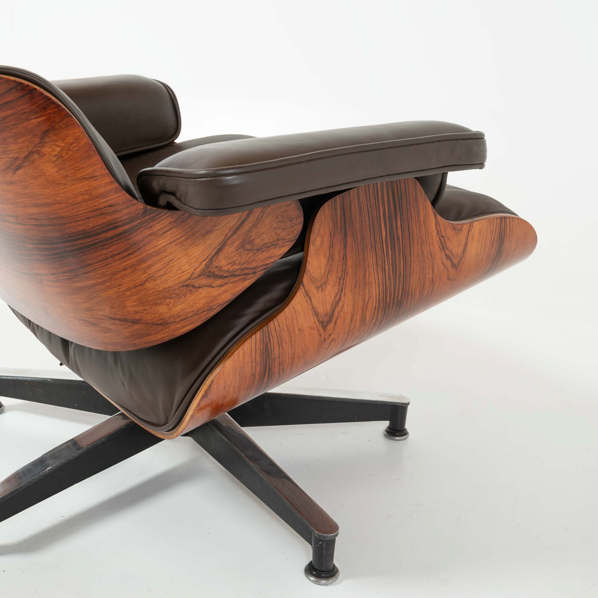 Restored 3rd Gen Eames Lounge Chair & Ottoman in original chocolate leather