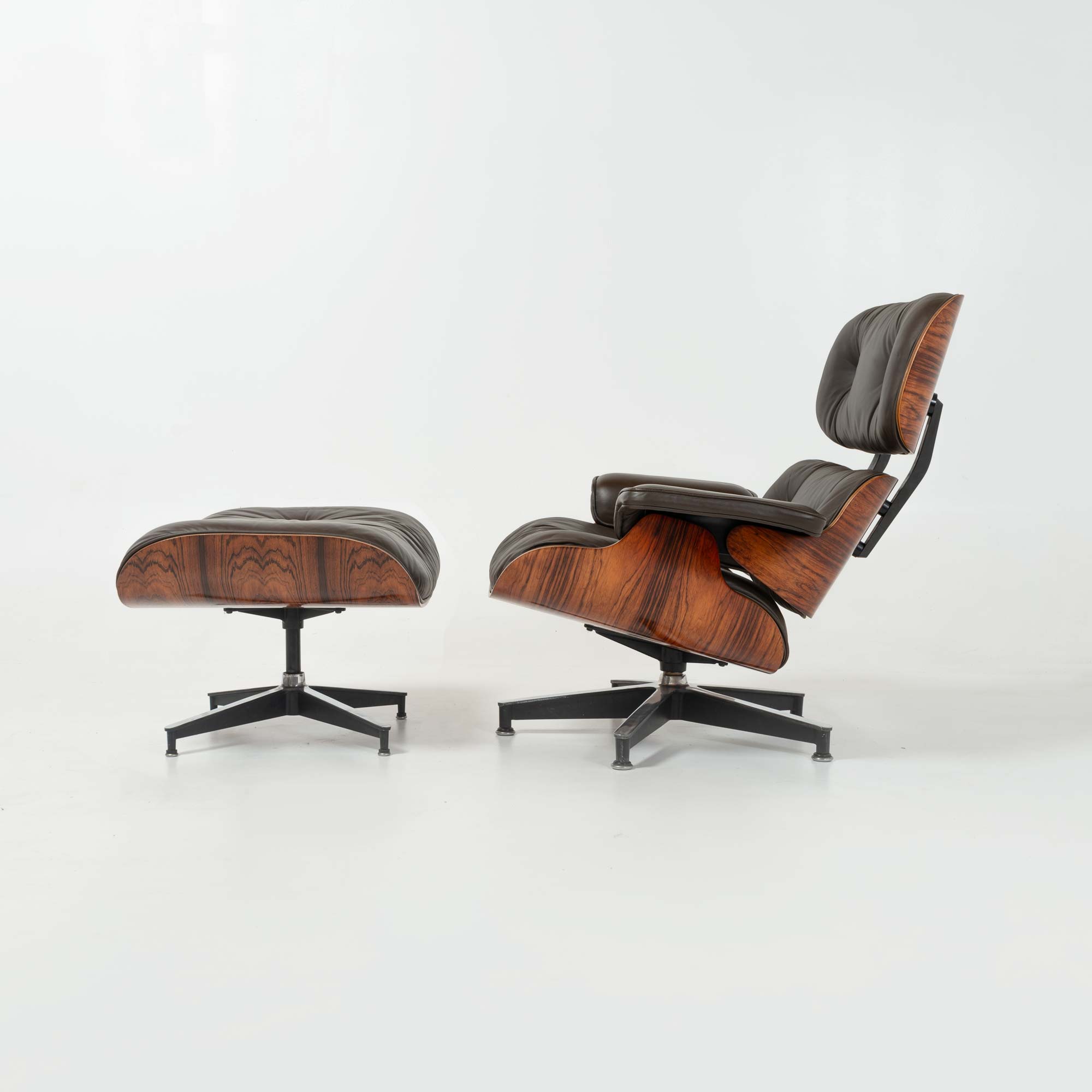 Restored 3rd Gen Eames Lounge Chair & Ottoman in original chocolate leather