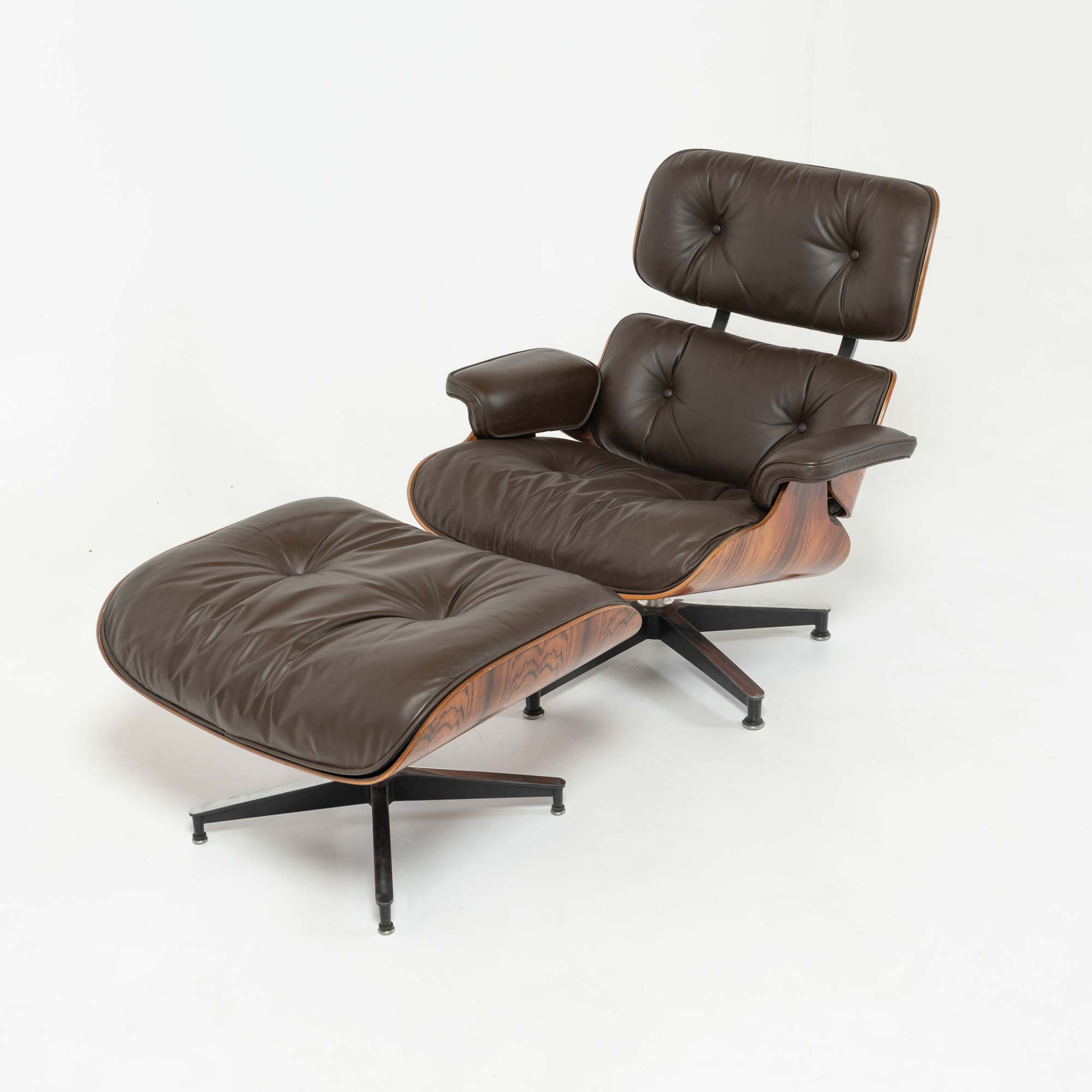 Restored 3rd Gen Eames Lounge Chair & Ottoman in original chocolate leather