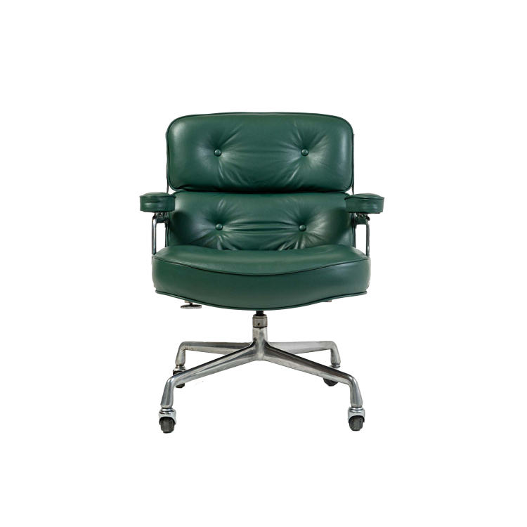 First Gen Eames Time Life Lobby Chair in Green Leather