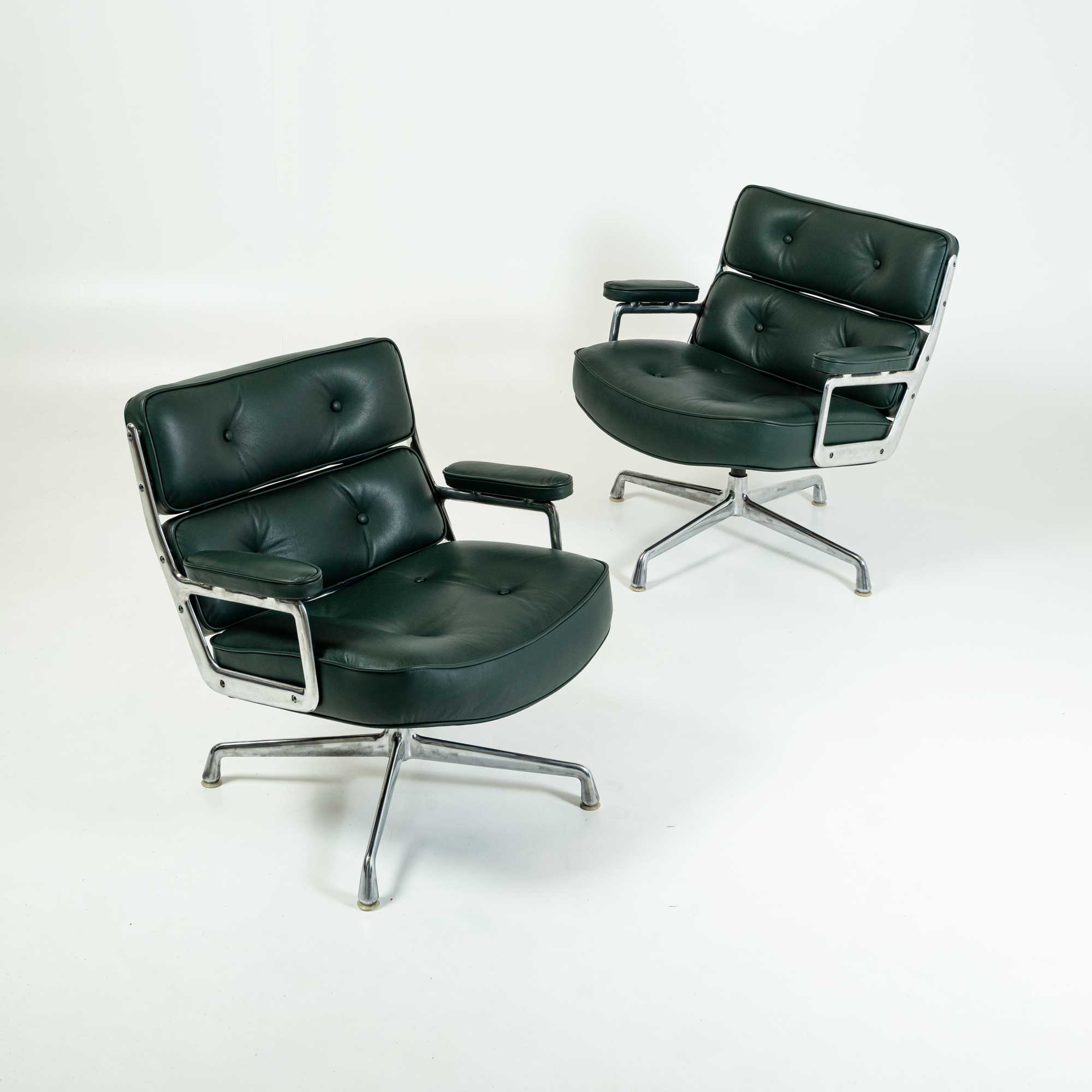 Custom Order: Custom Order First Gen Eames Time Life Lobby Chair in Green Leather