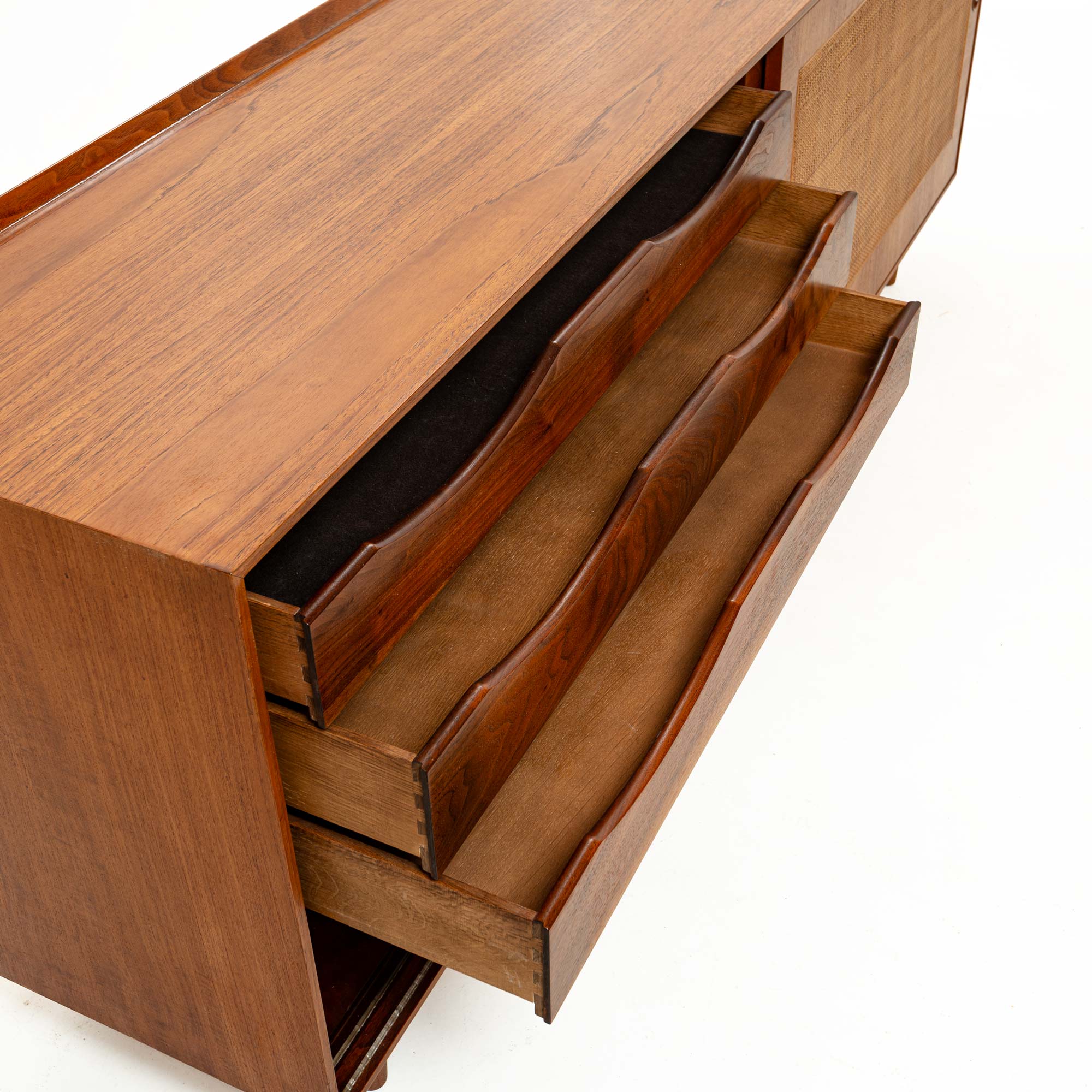 Finn Juhl For Baker Model 40 1/2 Sideboards in Walnut and Cane