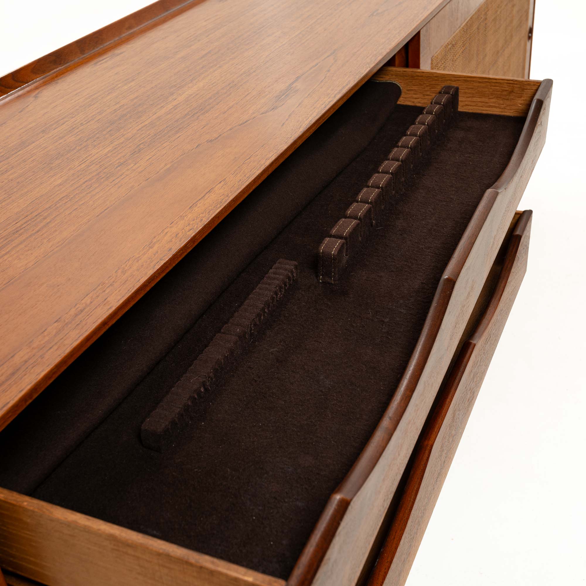 Finn Juhl For Baker Model 40 1/2 Sideboards in Walnut and Cane