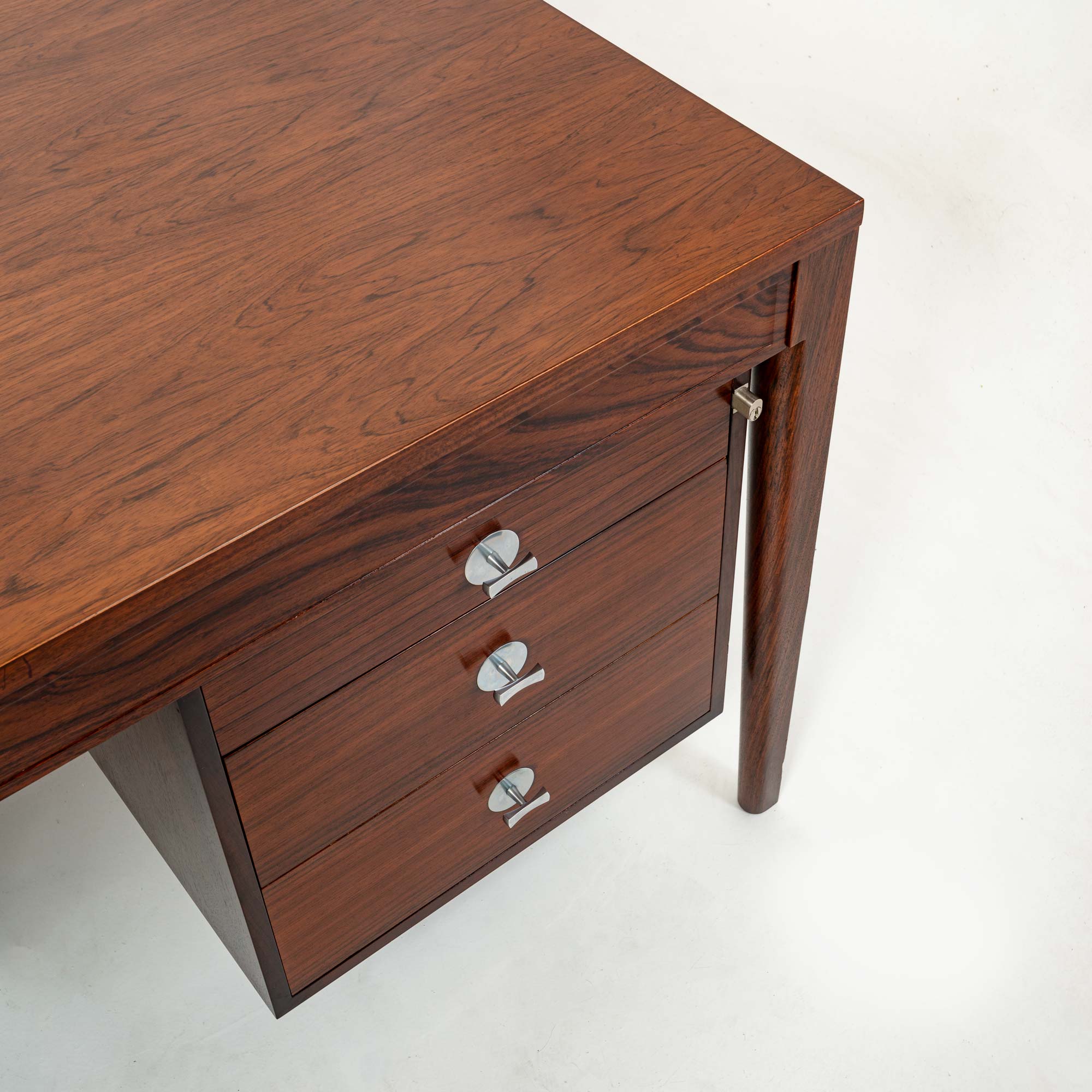 Finn Juhl for Cado Diplomat Series Desk with 9 drawers in Rosewood