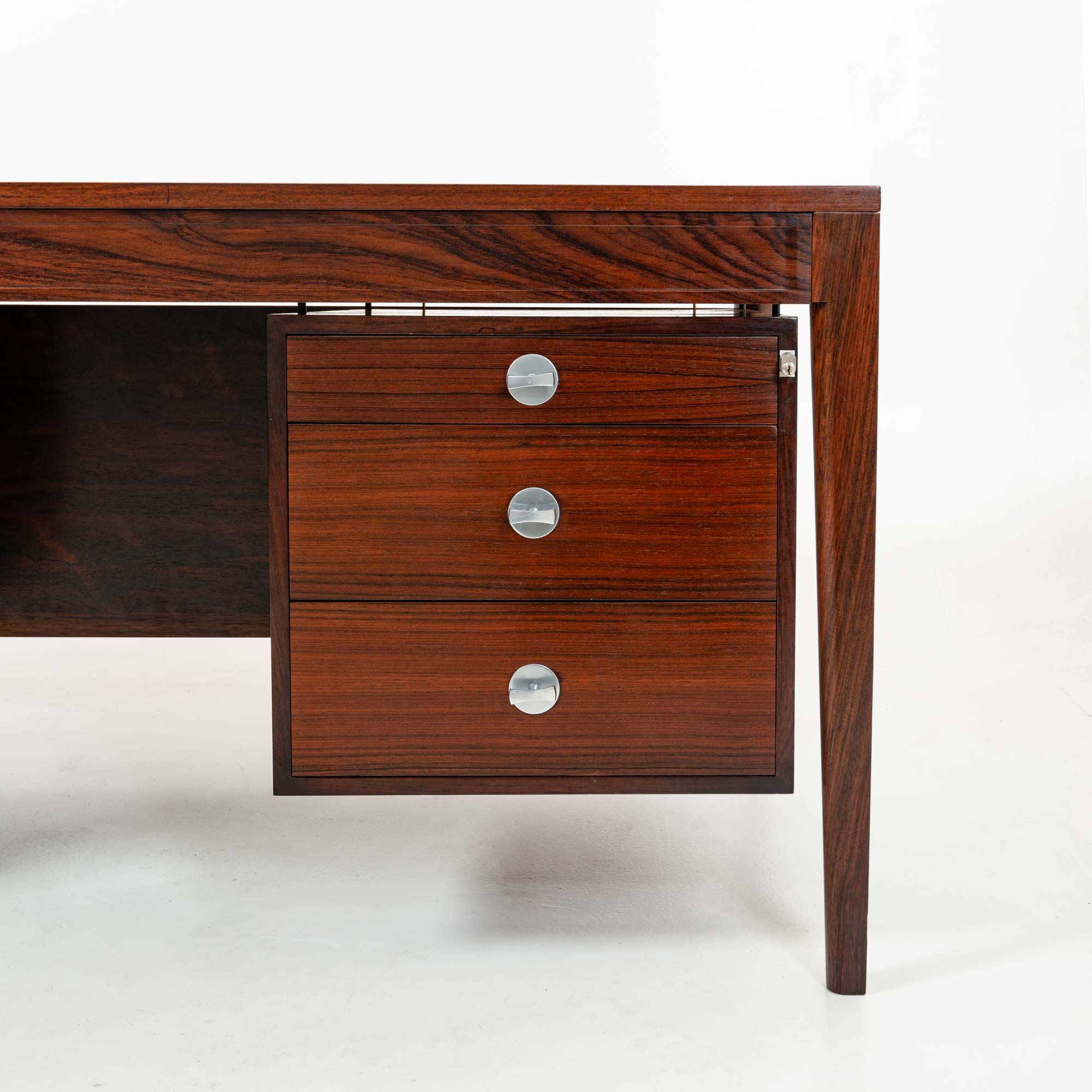 Finn Juhl for Cado Diplomat Series Desk with 9 drawers in Rosewood