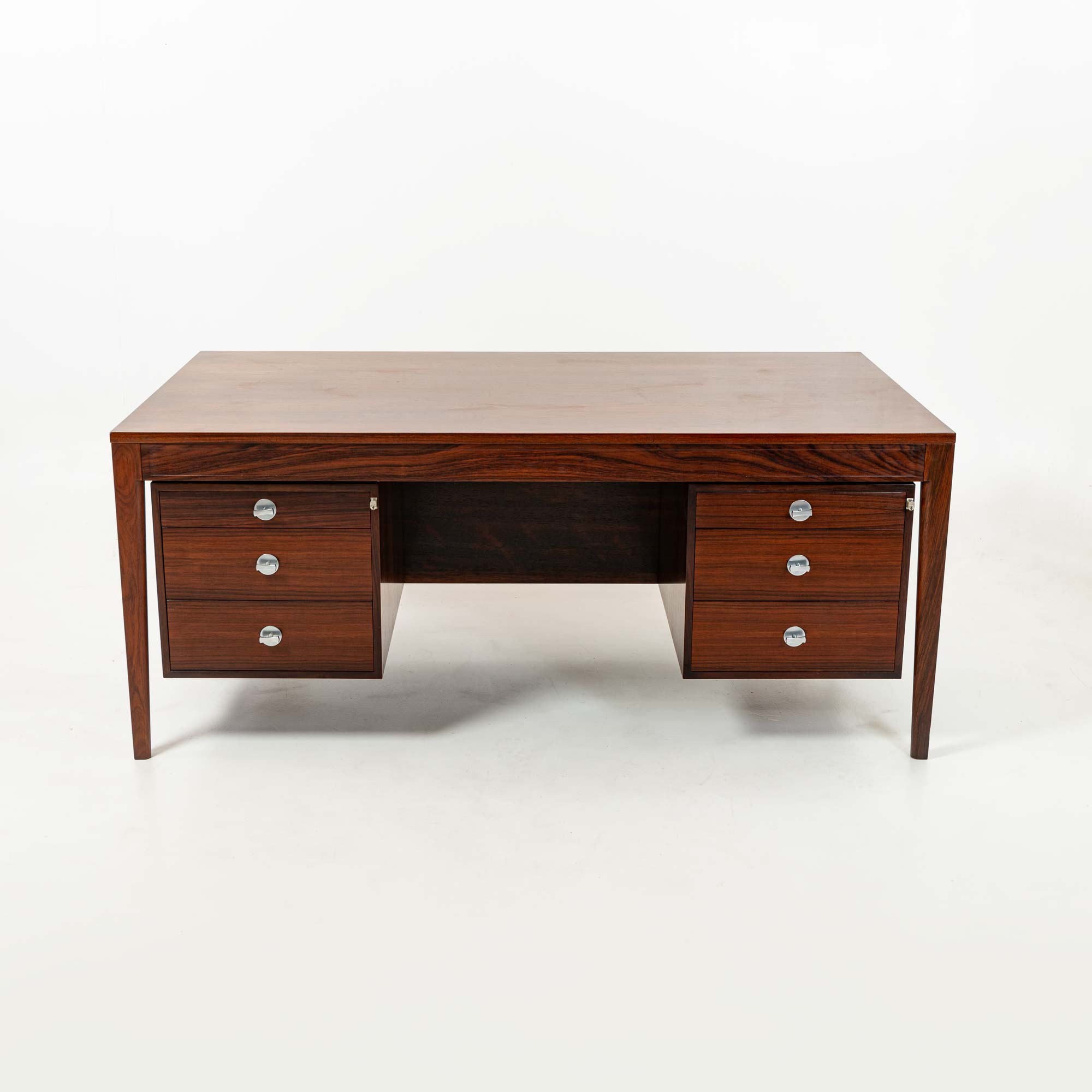 Finn Juhl for Cado Diplomat Series Desk with 9 drawers in Rosewood