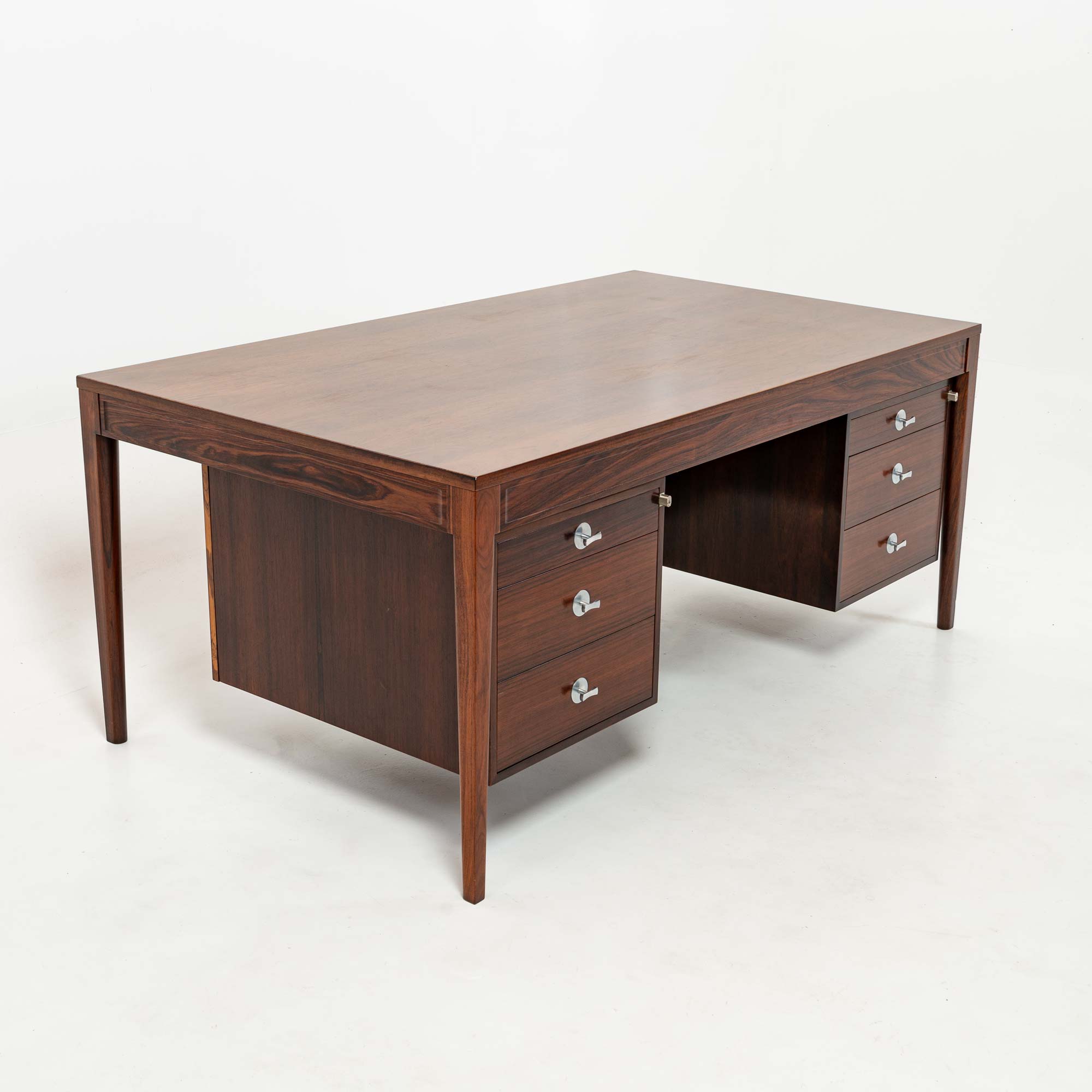 Finn Juhl for Cado Diplomat Series Desk with 9 drawers in Rosewood