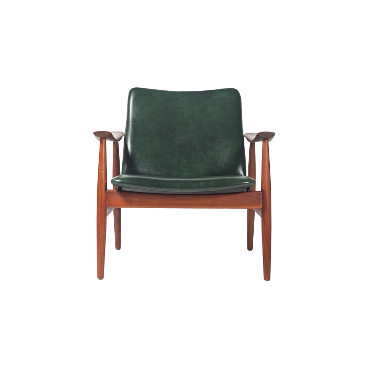 Finn Juhl For Frances & Son Easy Chair FD138 in Teak and British Racing Green Leather