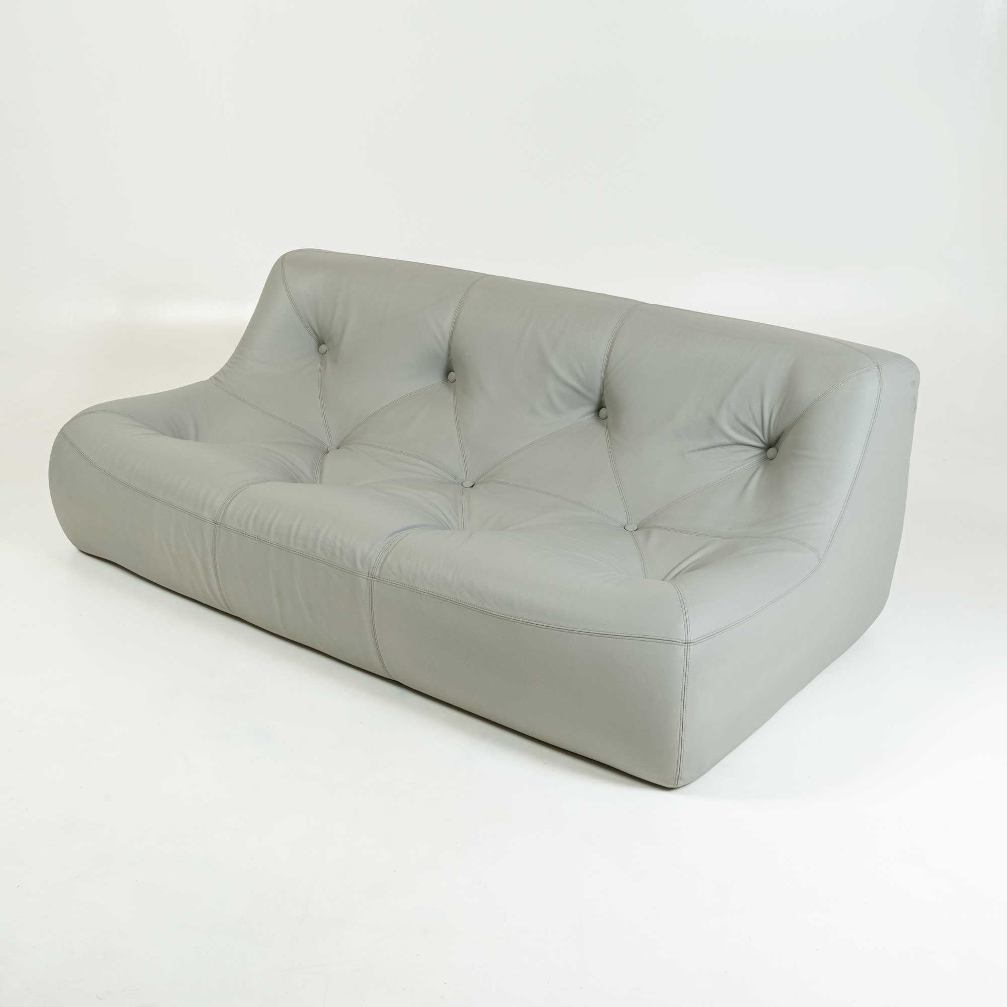 Ligne Roset Kali Three Seater Sofa in Grey Leather