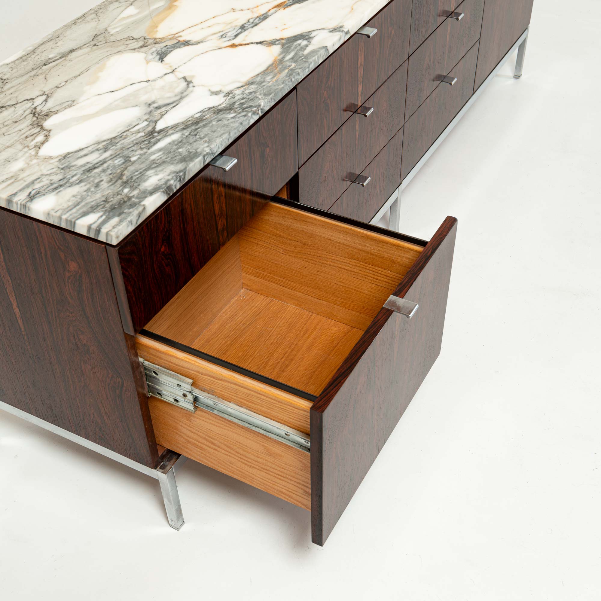 knoll キャビネット Florence Knoll 2544 Rosewood Credenza with Calacatta Marble Top