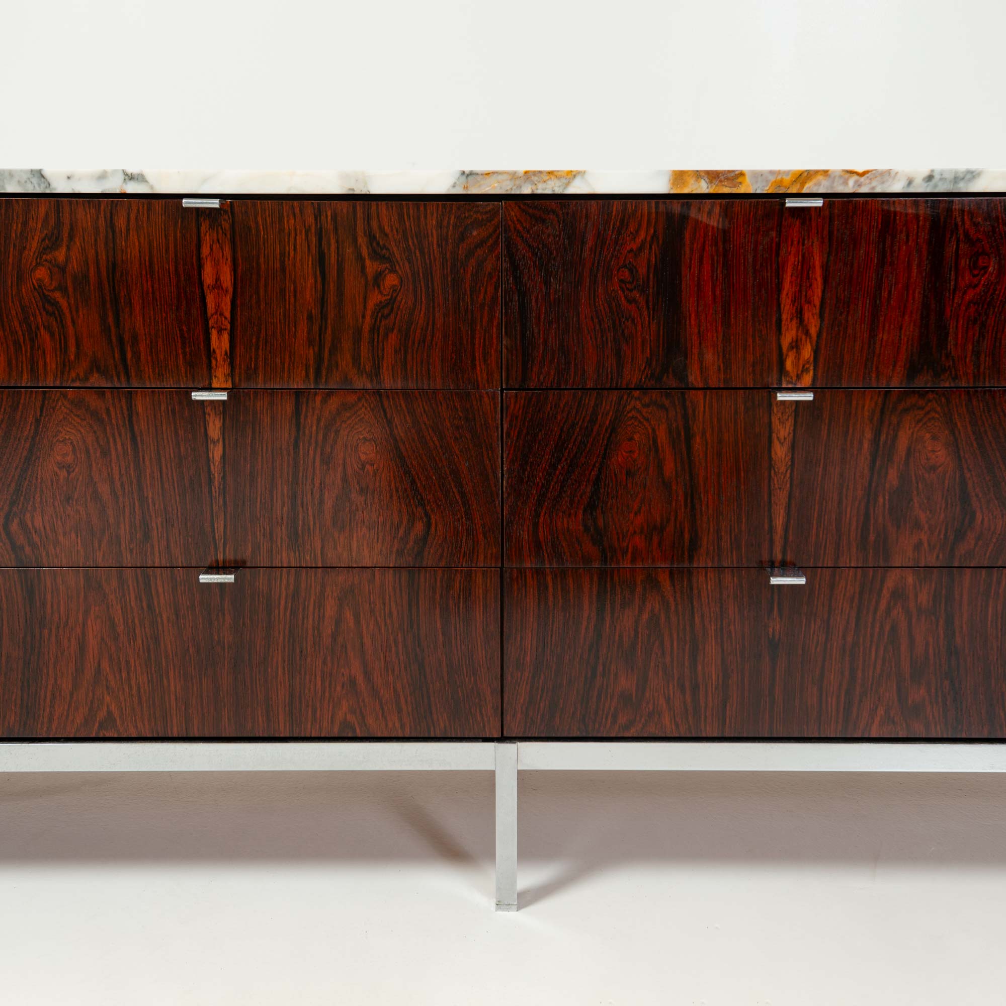 Florence Knoll 2544 Rosewood Credenza with Calacatta Marble Top