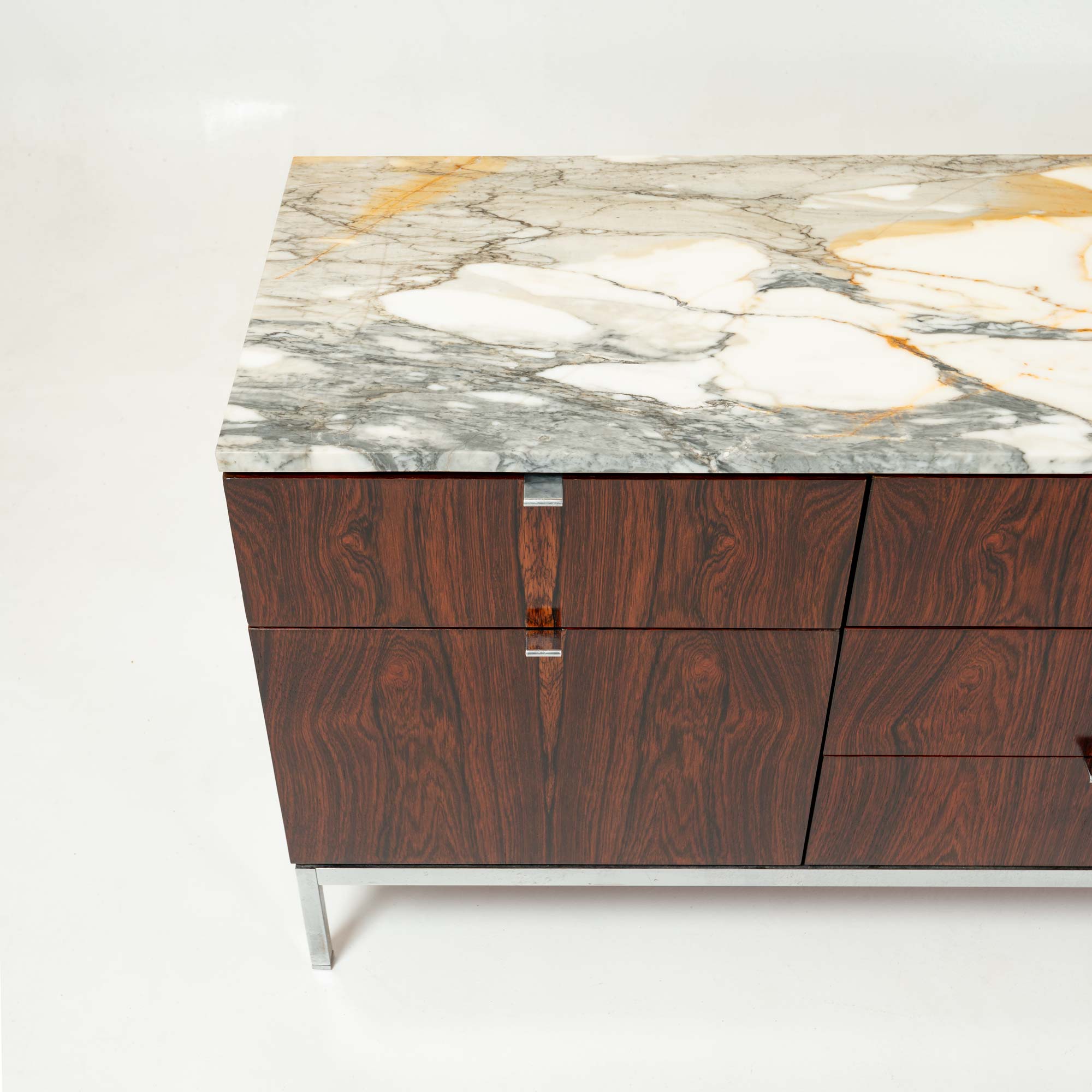 Florence Knoll 2544 Rosewood Credenza with Calacatta Marble Top