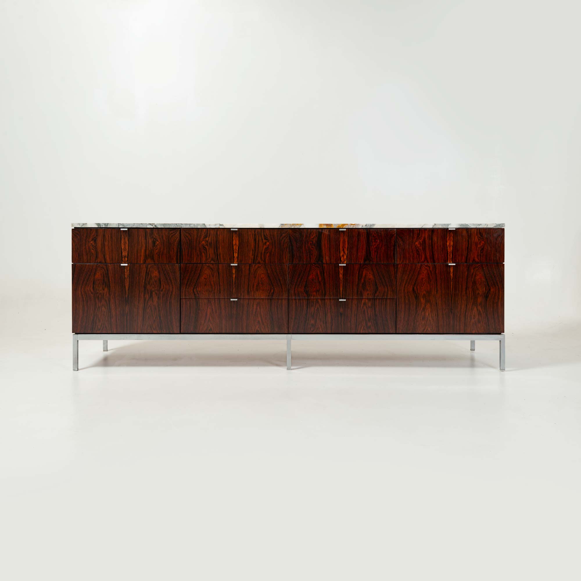 Florence Knoll 2544 Rosewood Credenza with Calacatta Marble Top