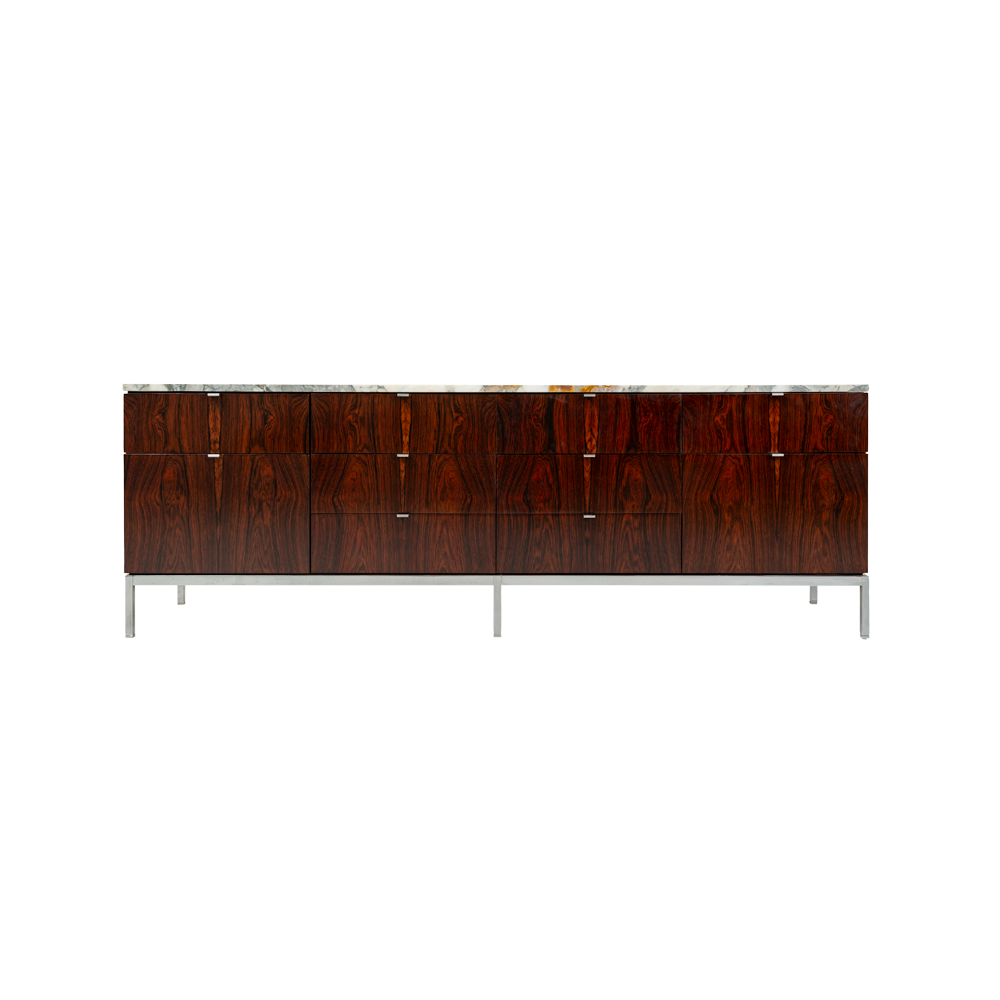 Florence Knoll 2544 Rosewood Credenza with Calacatta Marble Top