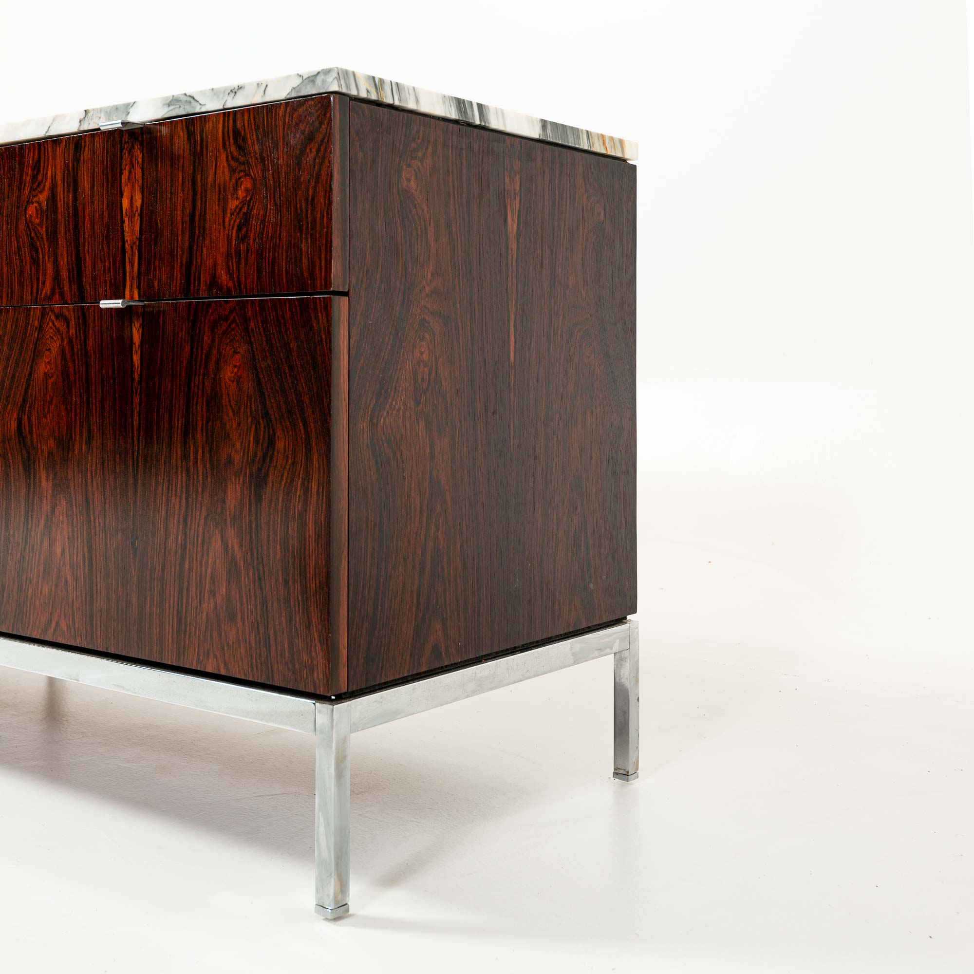 Florence Knoll 2544 Rosewood Credenza with Calacatta Marble Top