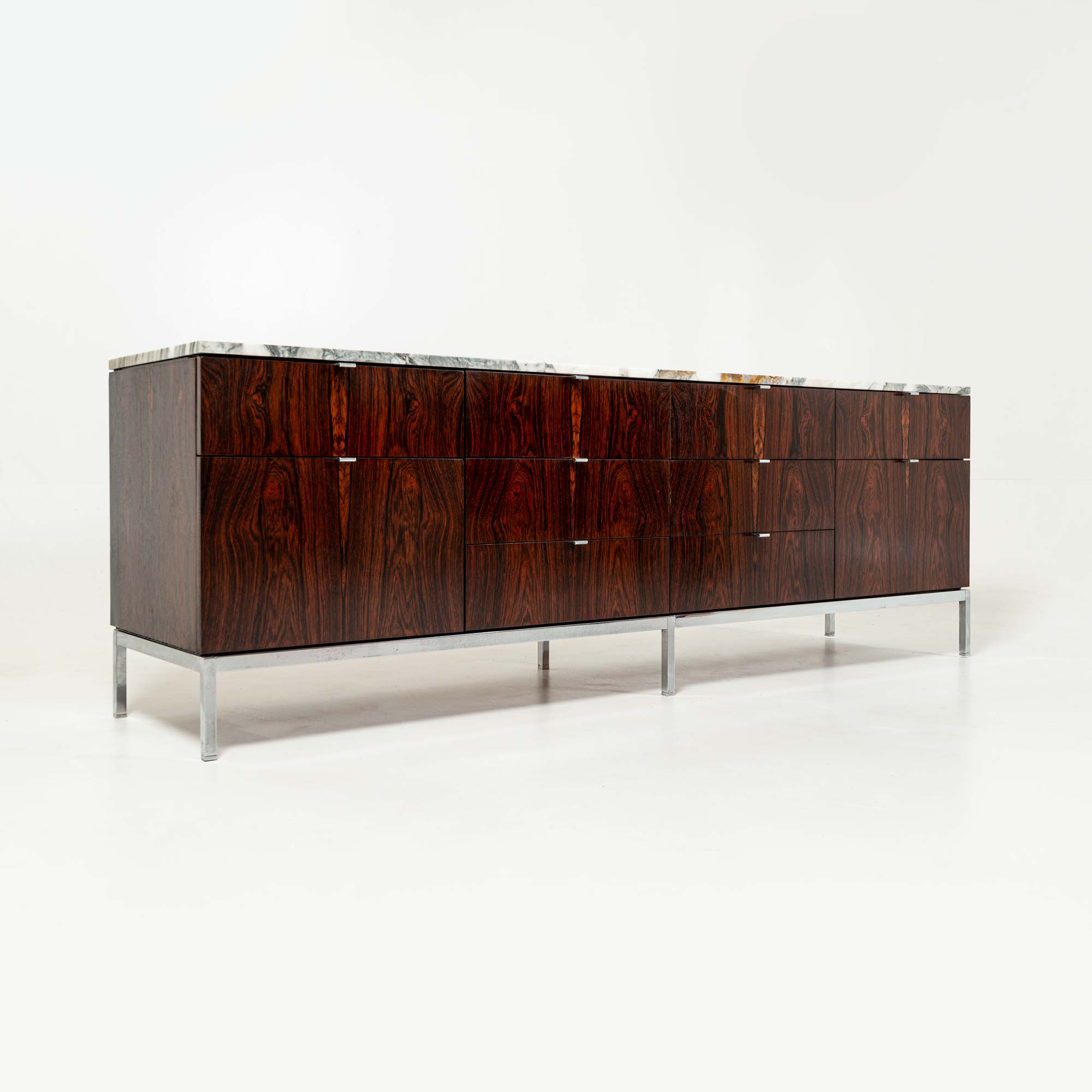 Florence Knoll 2544 Rosewood Credenza with Calacatta Marble Top