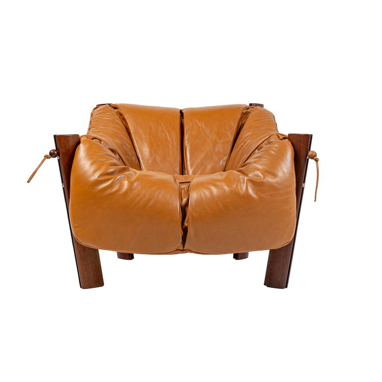Percival Lafer MP-211 lounge chair in rosewood and Maharam Sorghum leather