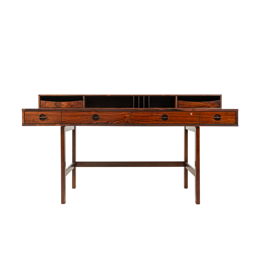 Peter Lovig Nielsen Flip Top Executive Desk in Rosewood with original cubbies