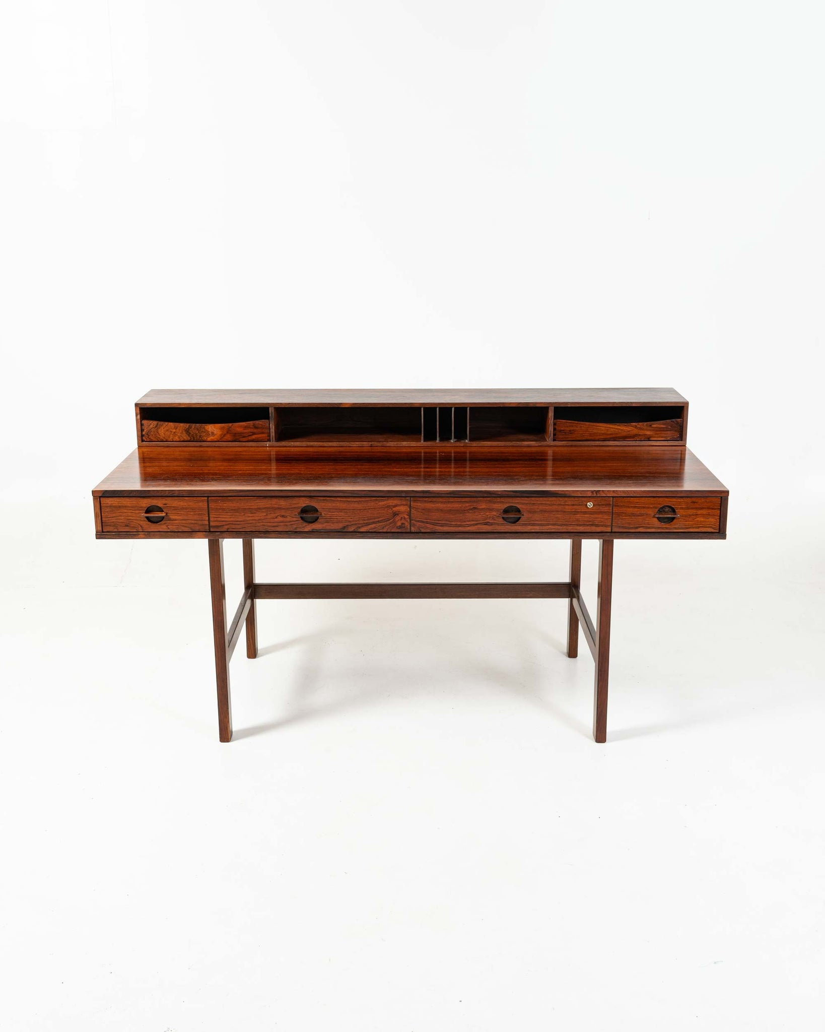 Peter Lovig Nielsen Flip Top Executive Desk in Rosewood with original cubbies