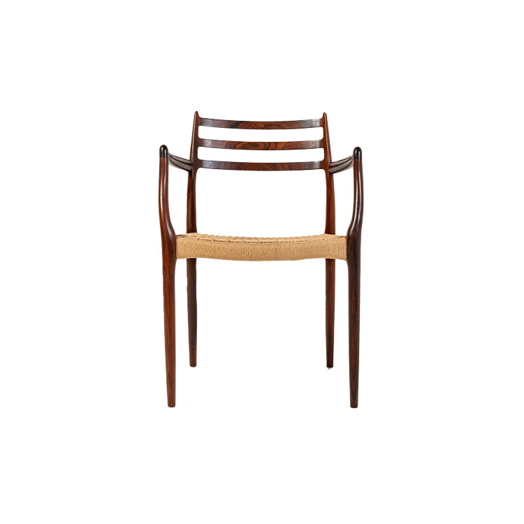 Single Møller 62 arm chair in Rosewood and Papercord