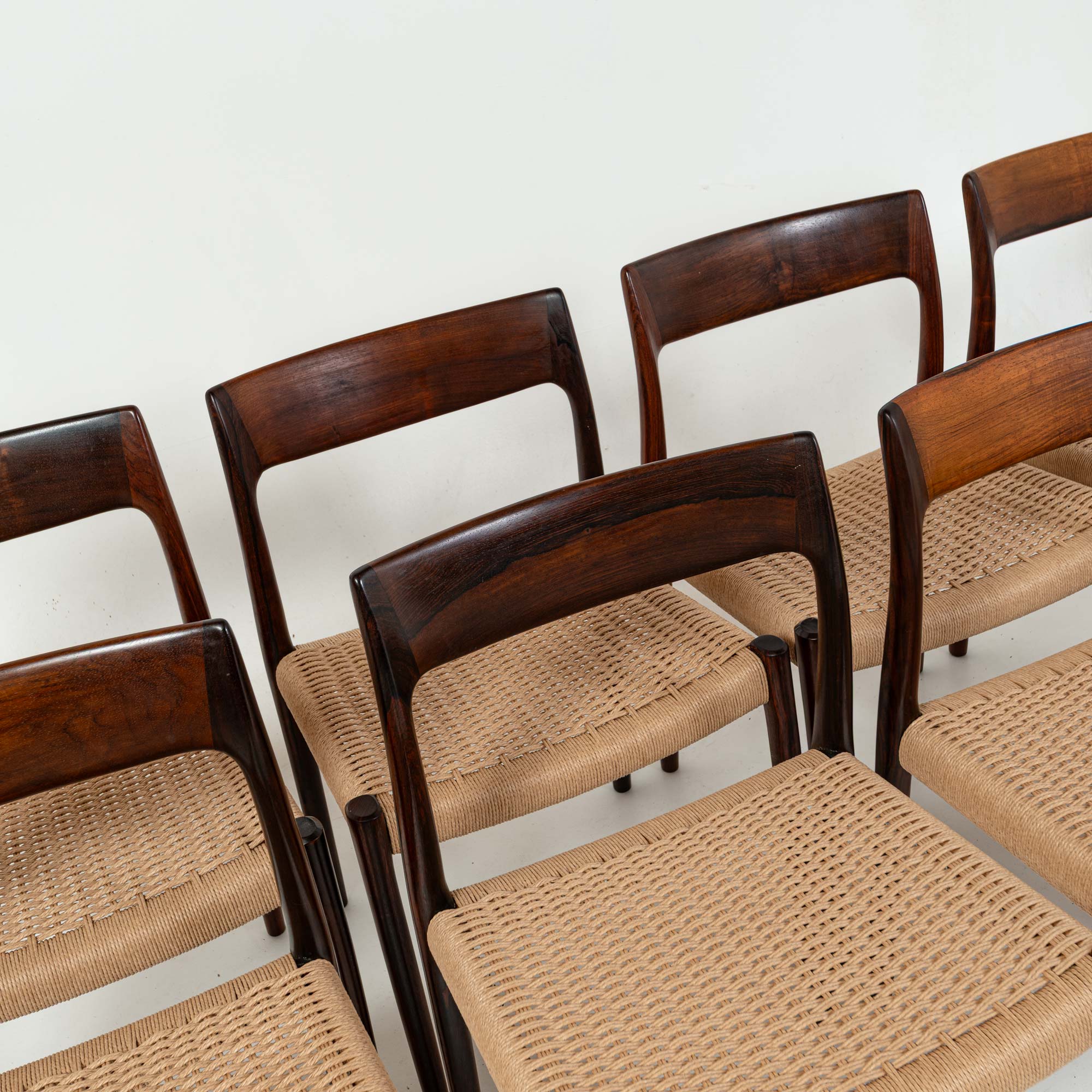 Set of eight Niels Otto Moller dining chair Model 77 in Rosewood