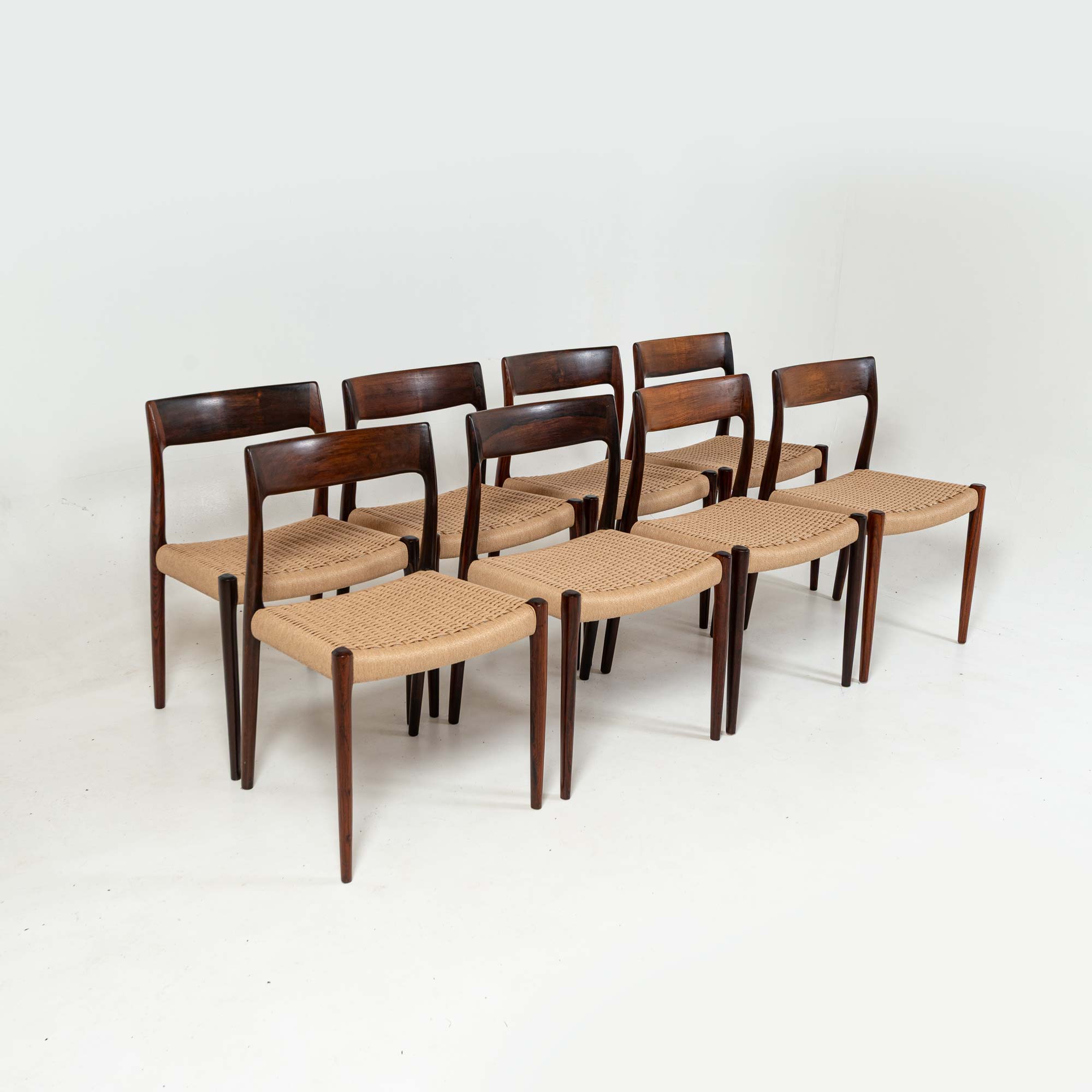 Set of eight Niels Otto Moller dining chair Model 77 in Rosewood