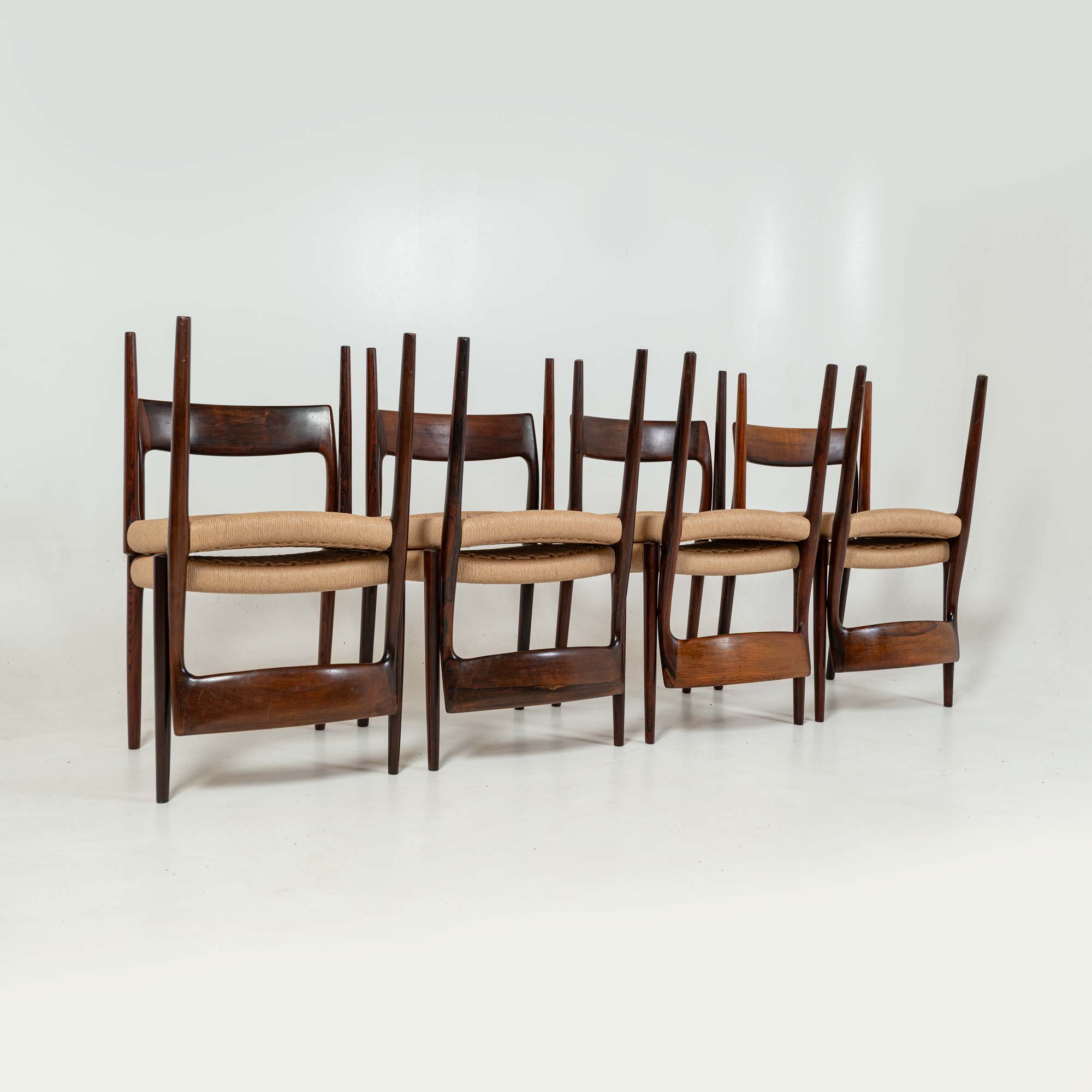 Set of eight Niels Otto Moller dining chair Model 77 in Rosewood