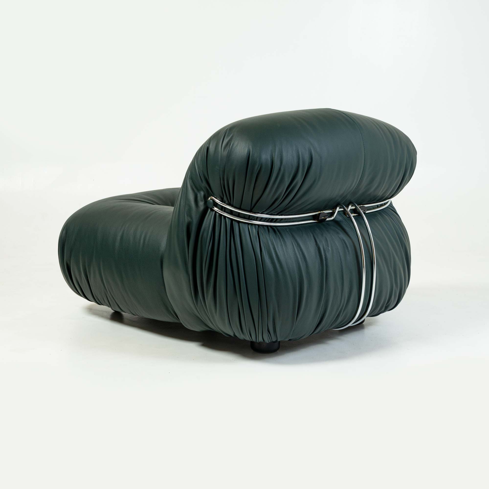 Soriana Lounge Chair by Afra & Tobia Scarpa for Cassina 1970s in Elmo Green Leather