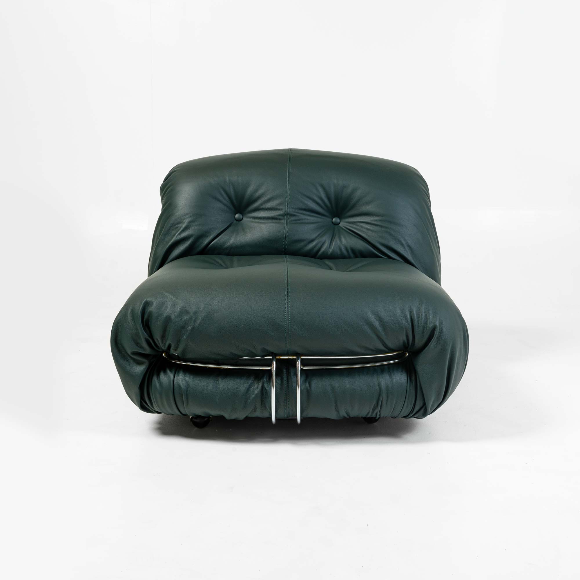 Soriana Lounge Chair by Afra & Tobia Scarpa for Cassina 1970s in Elmo Green Leather