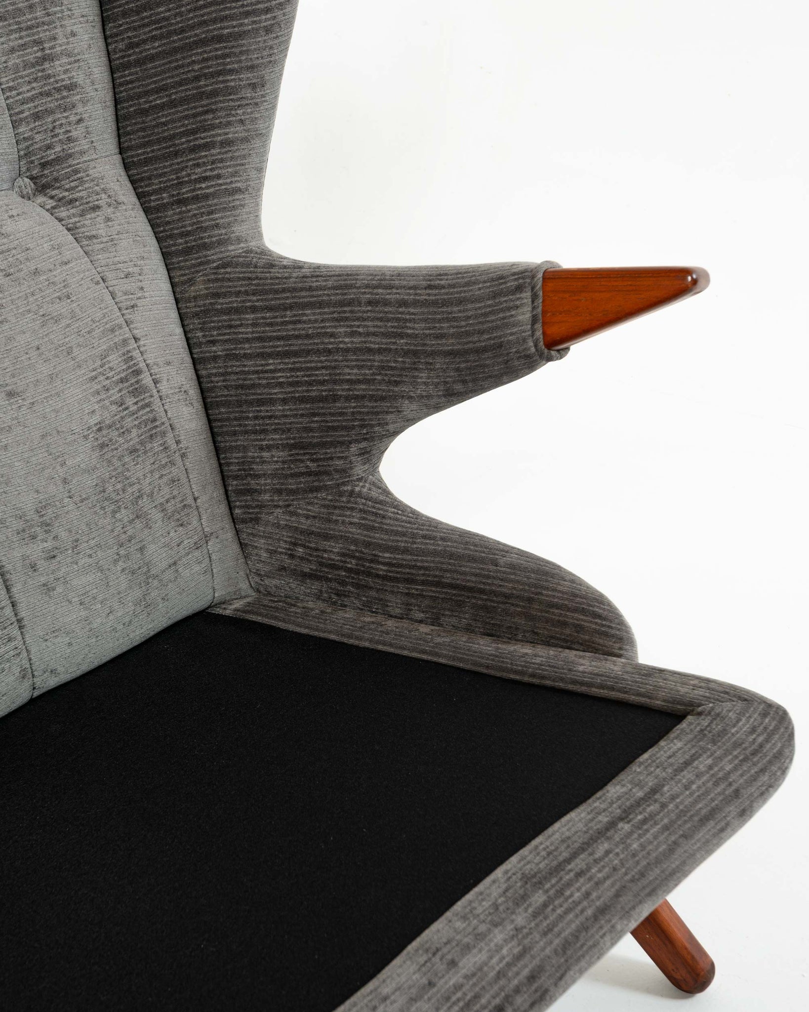 Svend Skipper for Skippers Møbler Model 91 Easy Chair in Grey Stripe Velvet