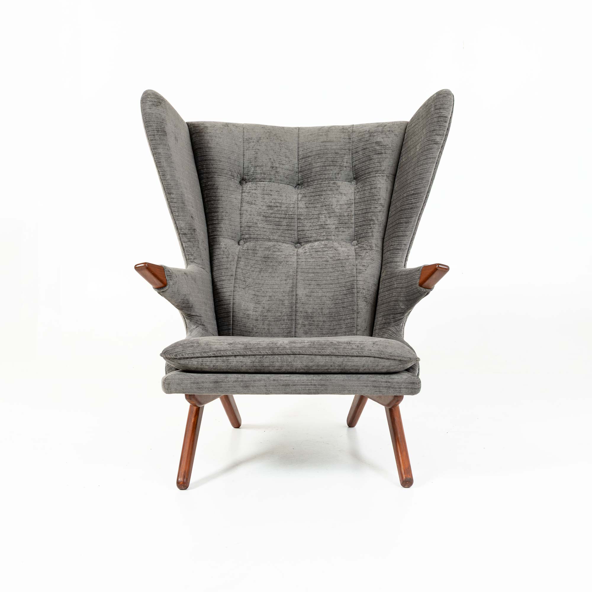 Svend Skipper for Skippers Møbler Model 91 Easy Chair in Grey Stripe Velvet