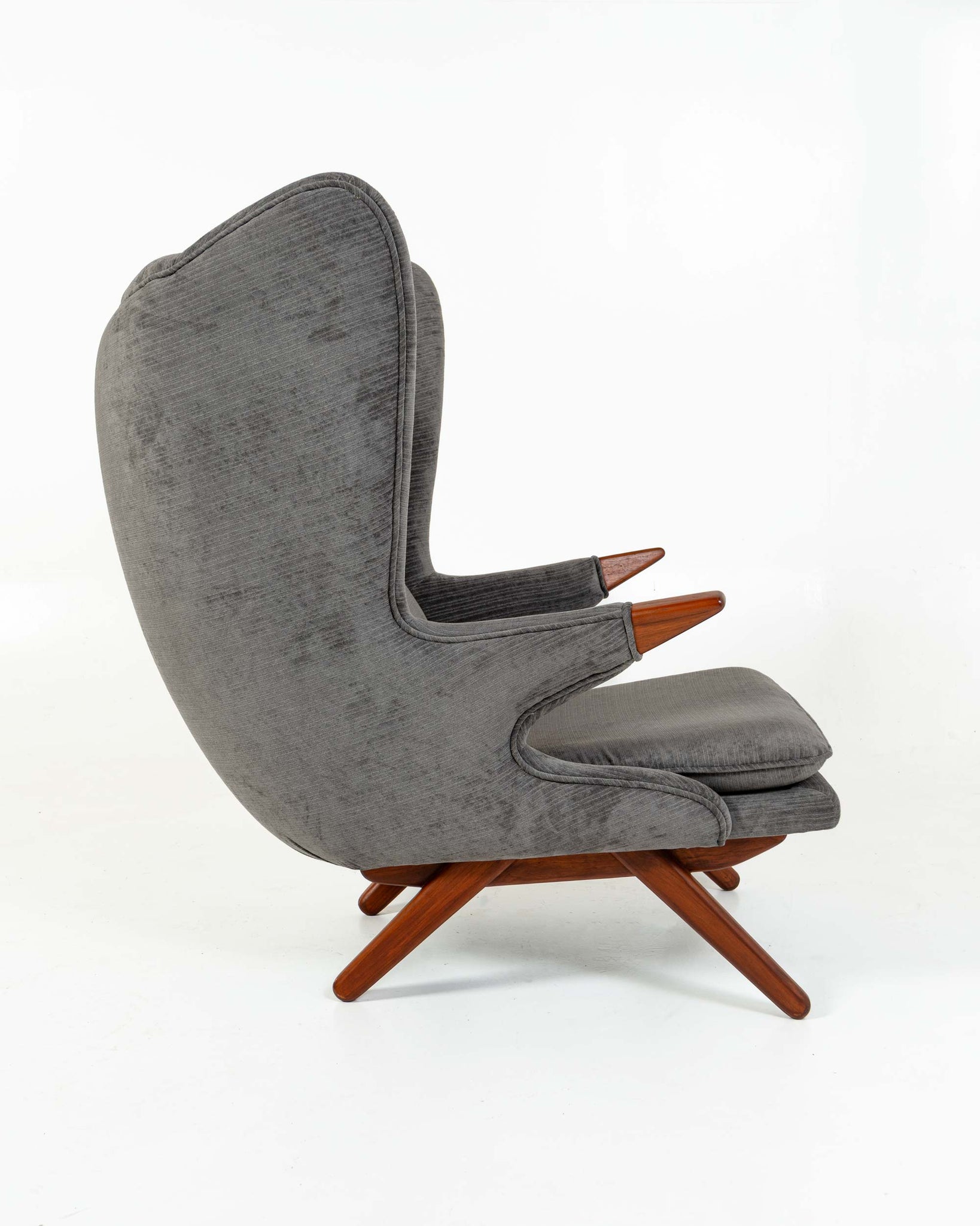 Svend Skipper for Skippers Møbler Model 91 Easy Chair in Grey Stripe Velvet