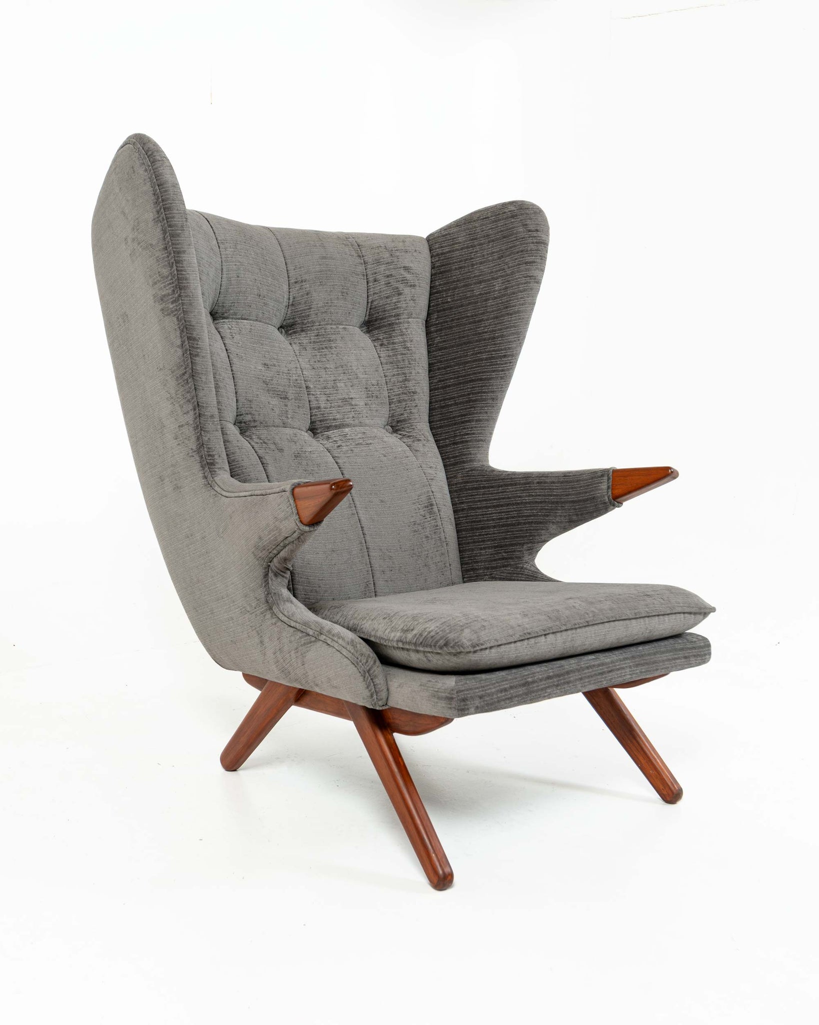 Svend Skipper for Skippers Møbler Model 91 Easy Chair in Grey Stripe Velvet