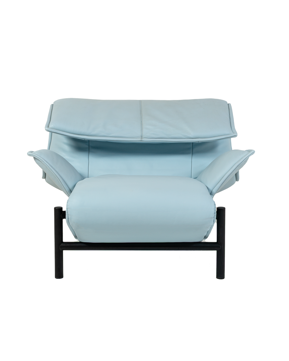 Vico Magistretti for Cassina Veranda Lounge Chair in Original Baby Blue Leather