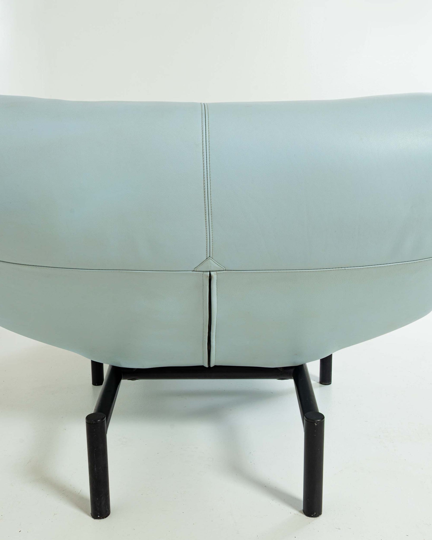 Vico Magistretti for Cassina Veranda Lounge Chair in Original Baby Blue Leather