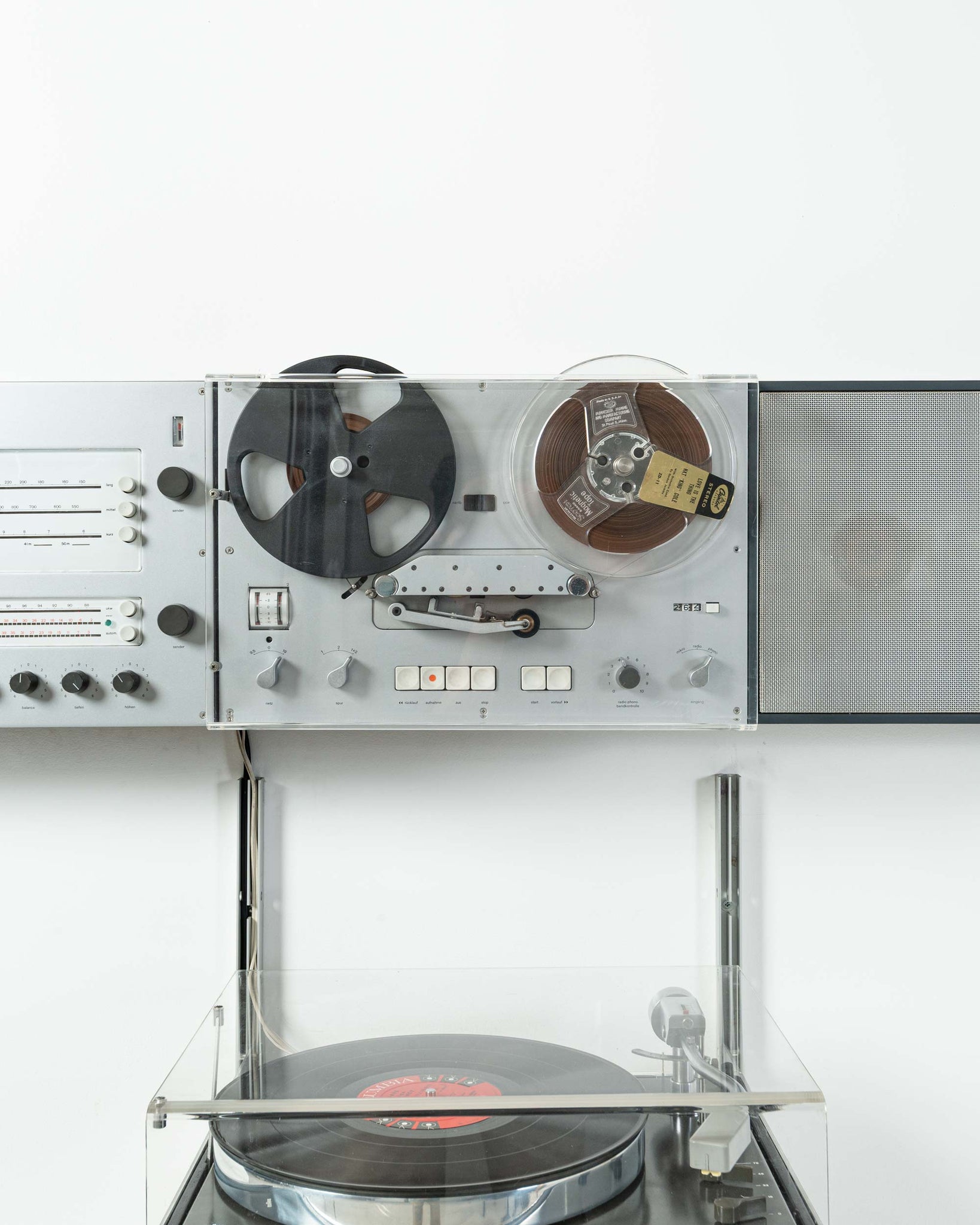 Dieter Rams for Braun Black Wall Mount Stereo System "Wandanlage" with TG60
