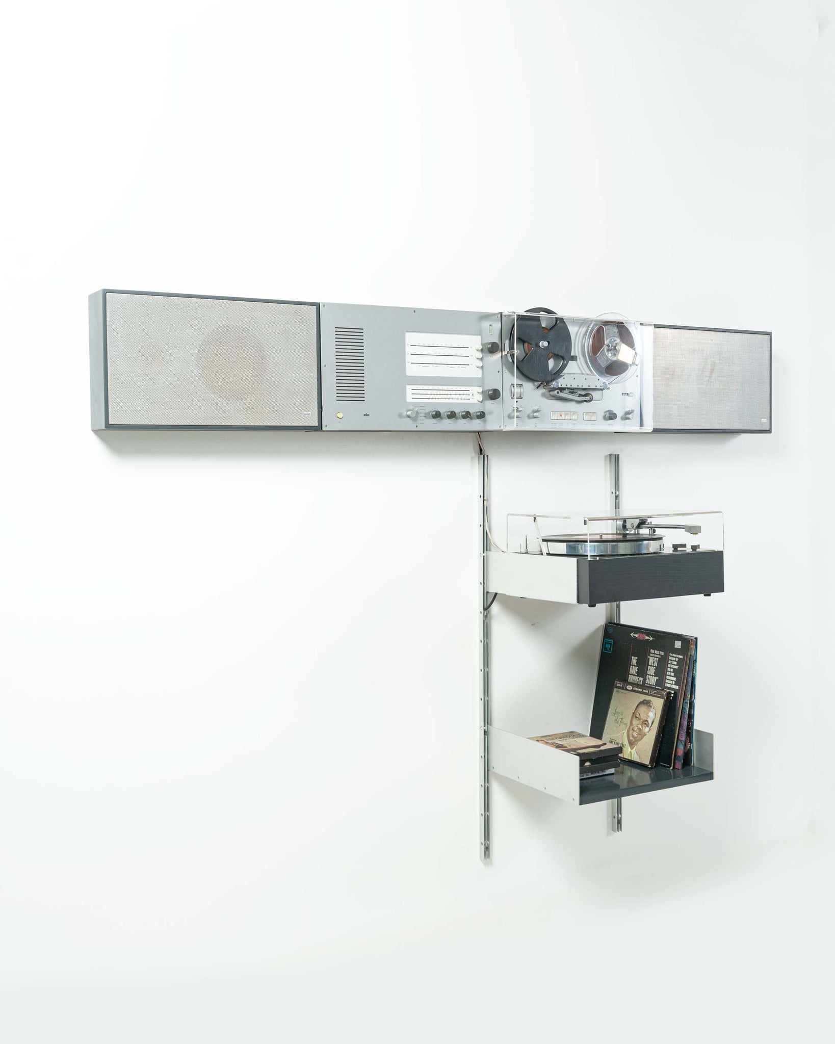 Dieter Rams for Braun Black Wall Mount Stereo System "Wandanlage" with TG60