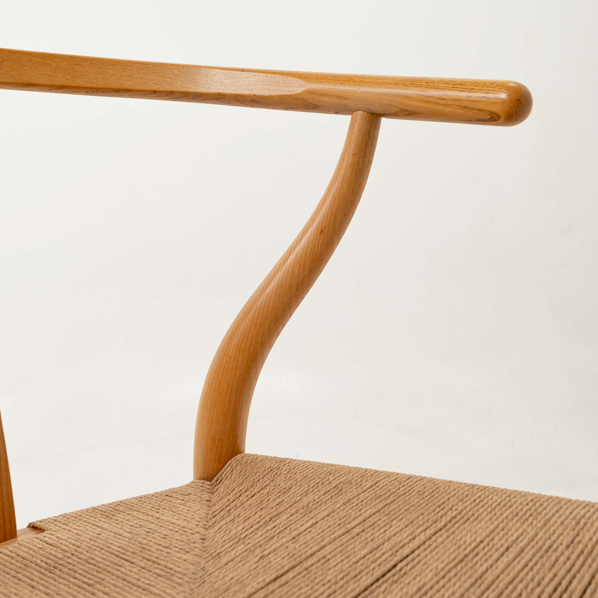 Set of six Hans Wegner for Carl Hansen & Son CH-24  Wishbone Chairs in Oak and Papercord