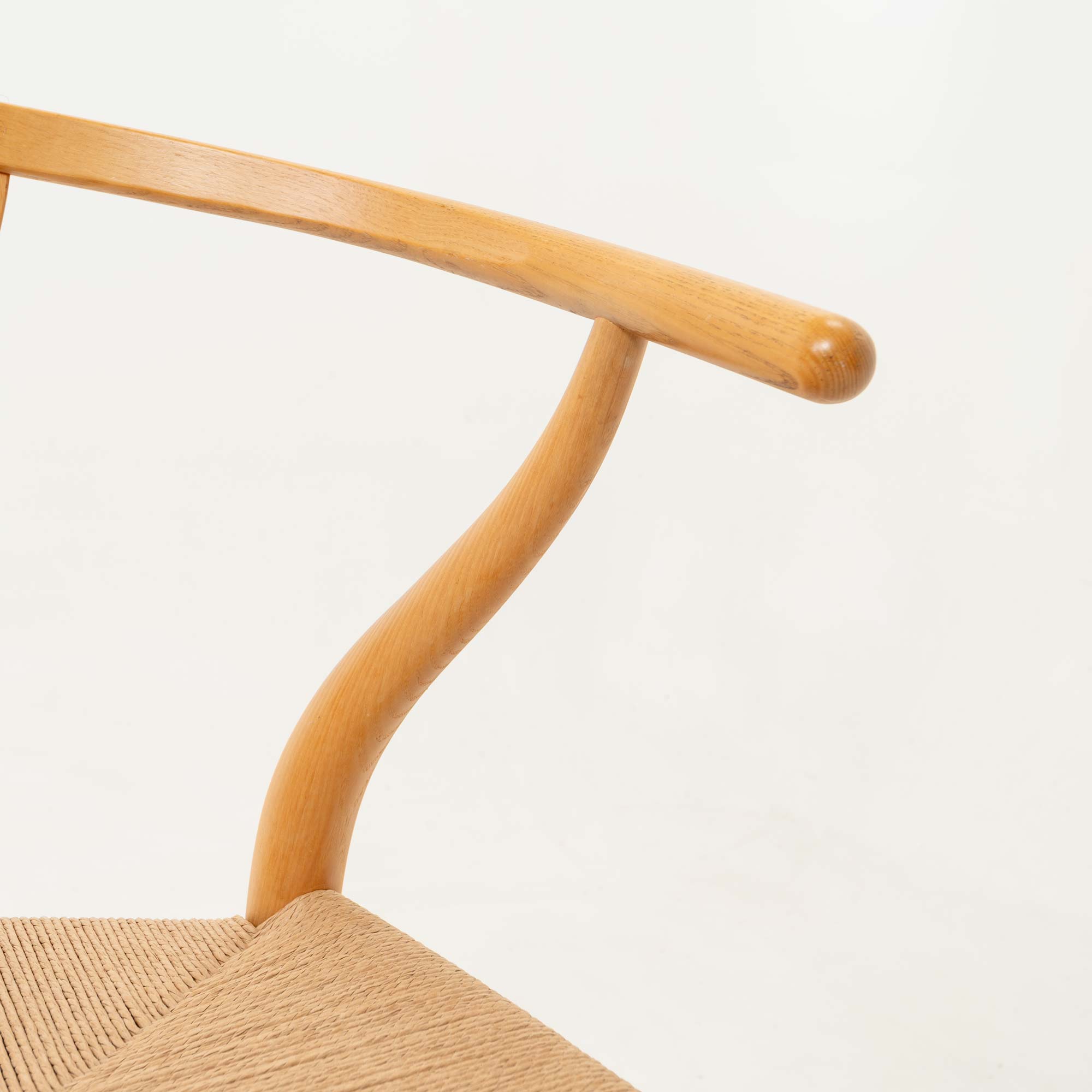 Set of six Hans Wegner for Carl Hansen & Son CH-24  Wishbone Chairs in Oak and Papercord