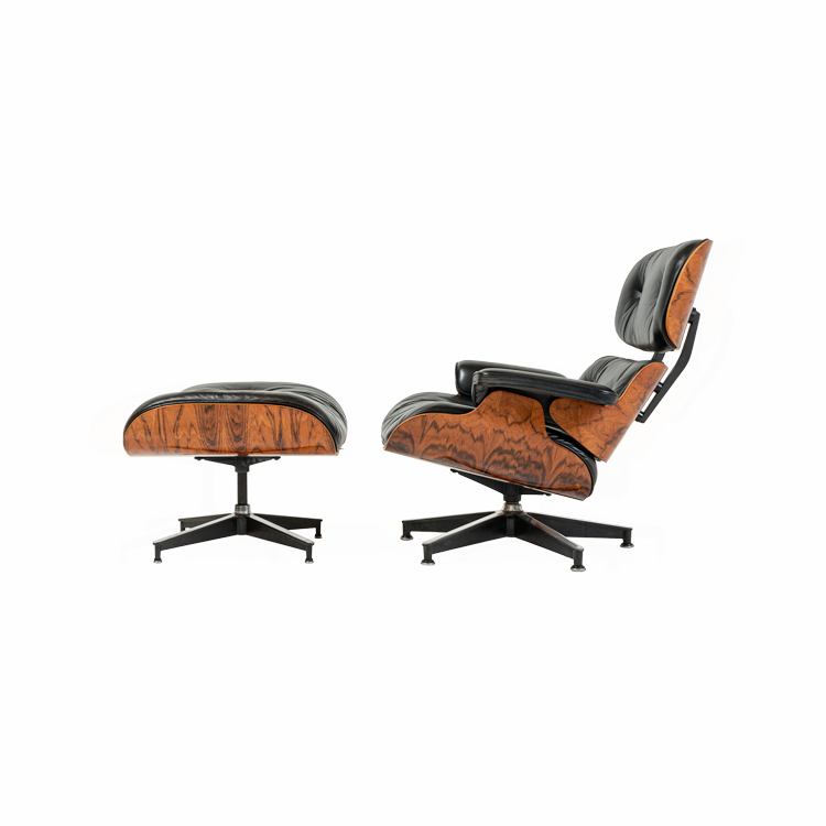 3rd Gen Eames Lounge Chair & Ottoman in black leather