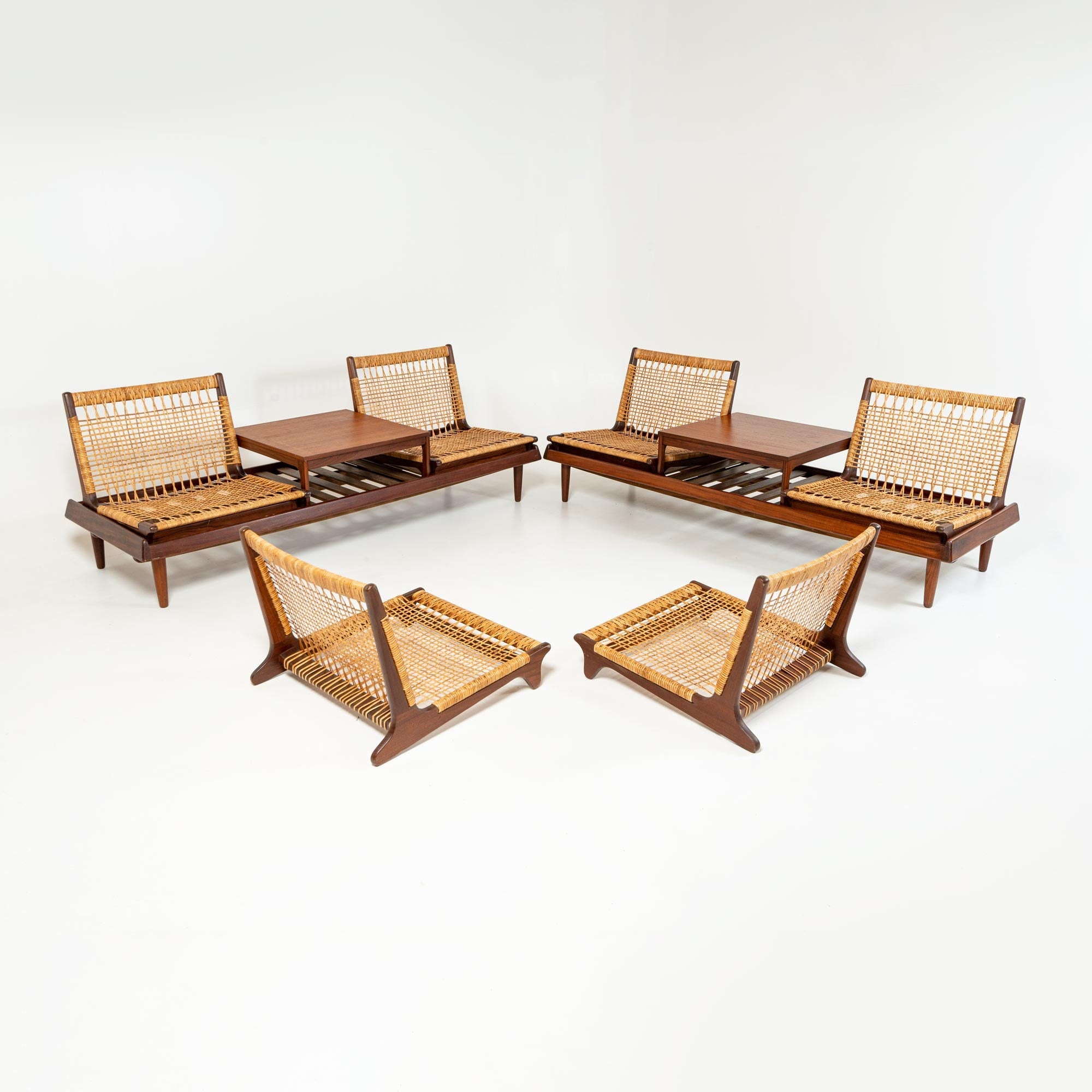 Hans Olsen for Bramin Sectional Sofa Tv161 in Cane and Afromosia