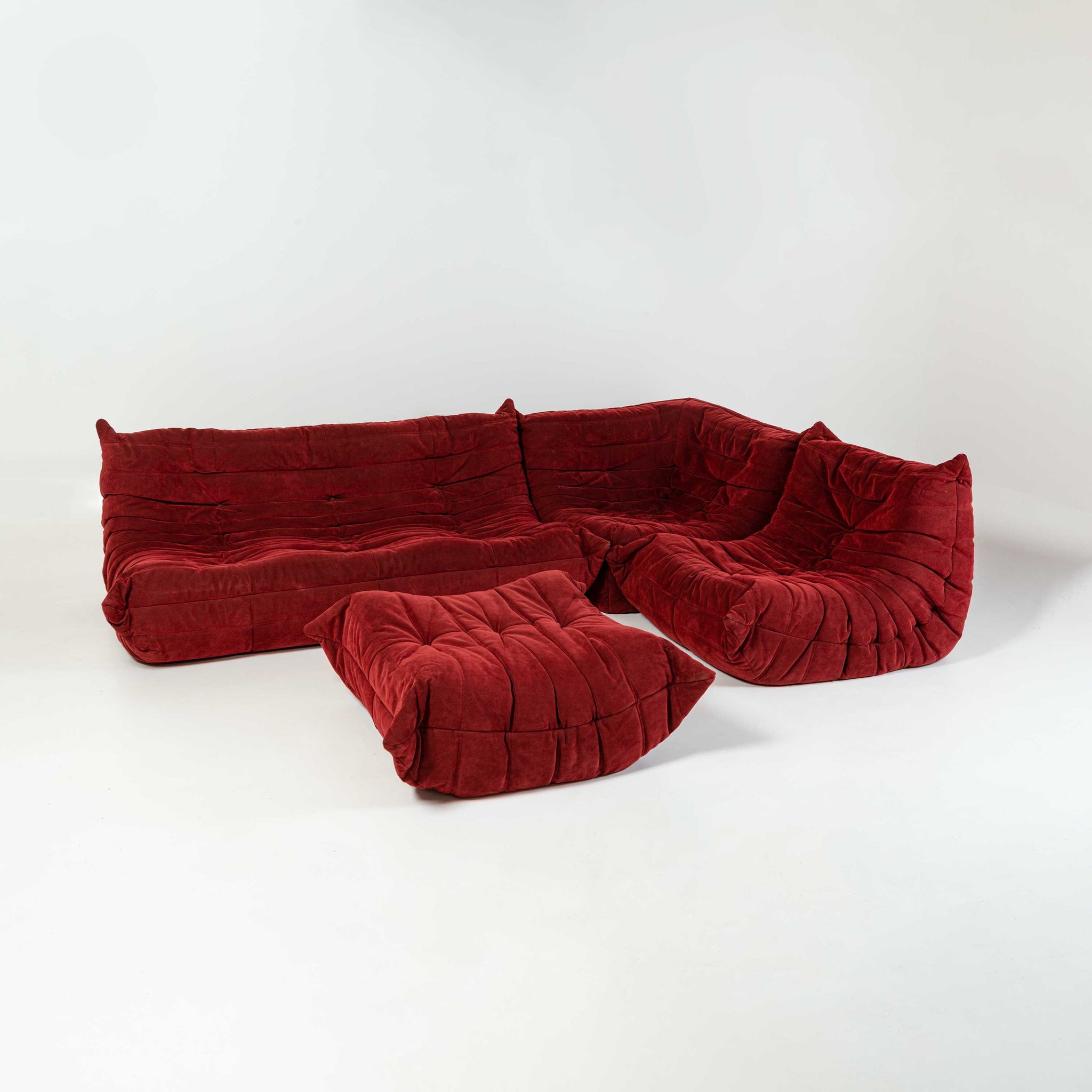 Original Michel Ducaroy Togo Sofa Four Piece Set in Bordeaux Alcantara