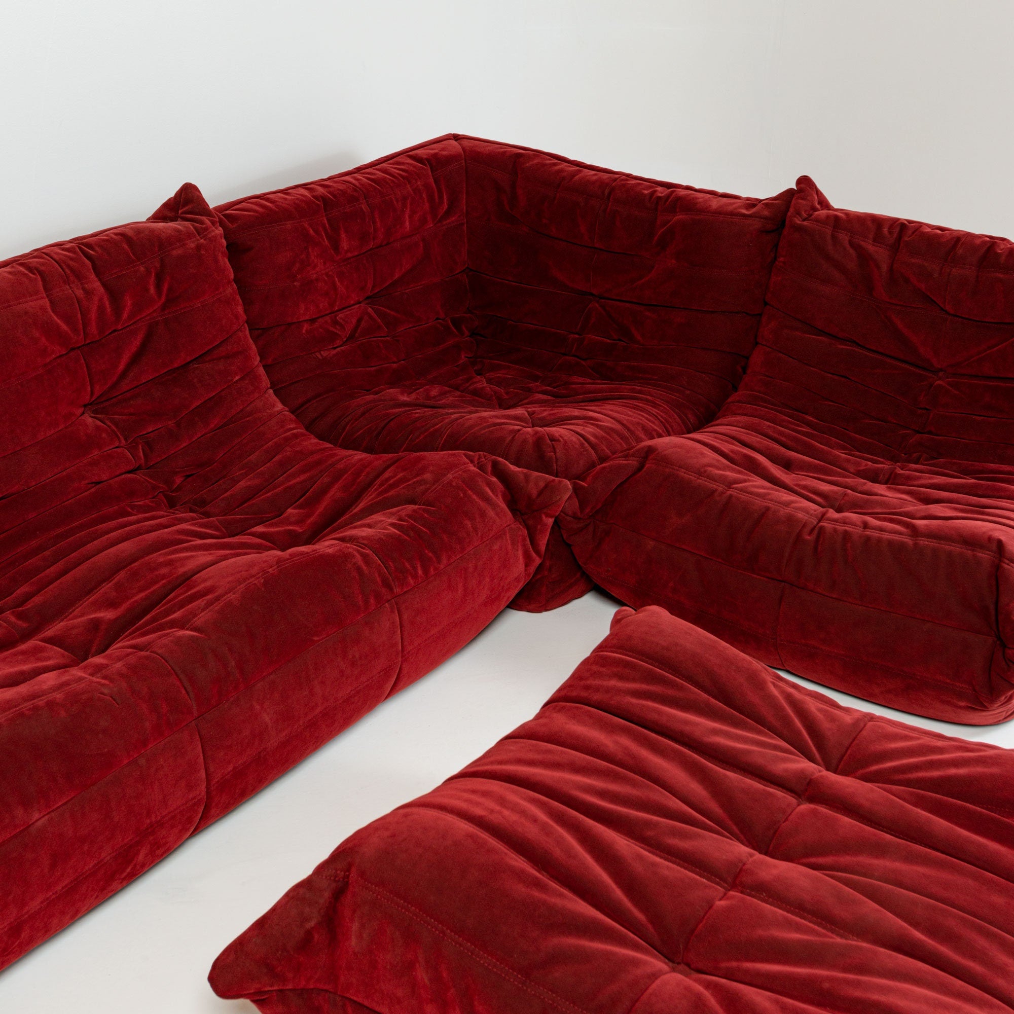 Original Michel Ducaroy Togo Sofa Four Piece Set in Bordeaux Alcantara