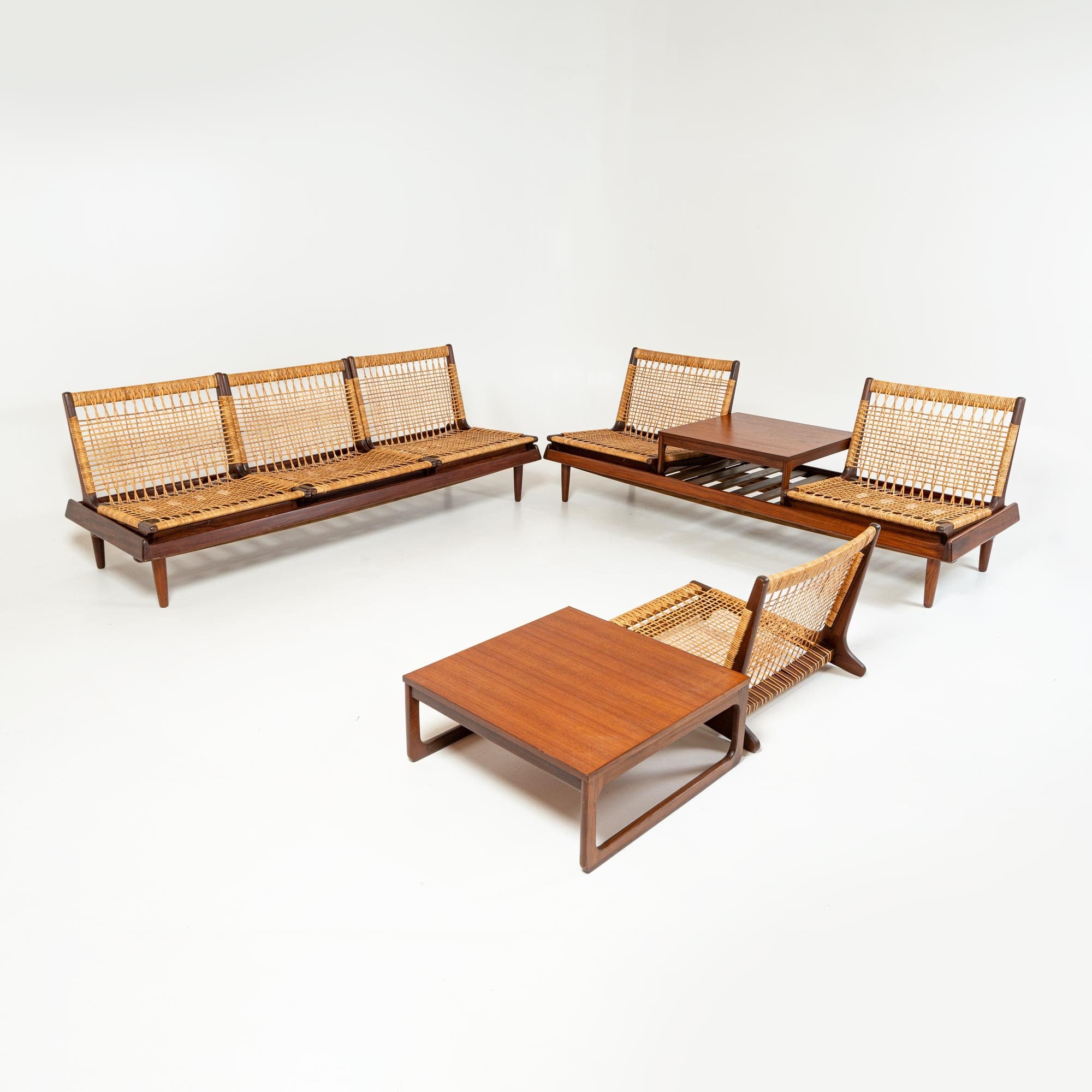 Hans Olsen for Bramin Sectional Sofa Tv161 in Cane and Afromosia